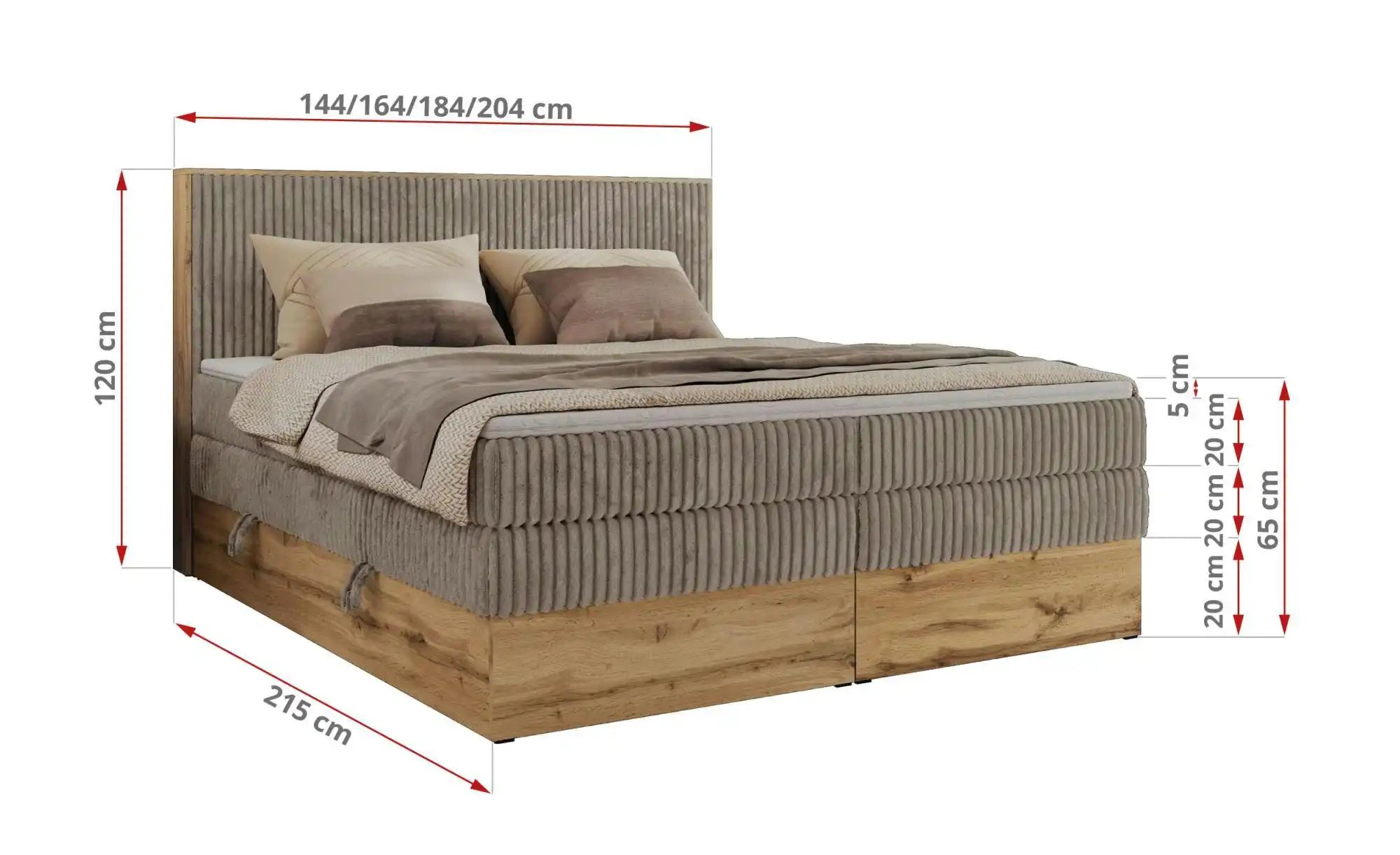 Boxspringbett mit Bettkasten Wood Classic King ¦ braun ¦ Maße (cm): B: 184 günstig online kaufen