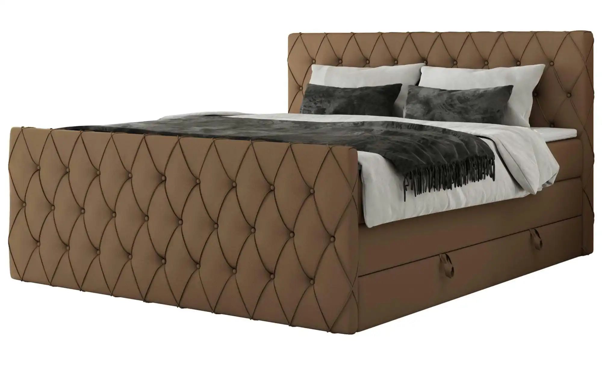 Boxspringbett mit Bettkasten Miren King Duo ¦ braun ¦ Maße (cm): B: 141 H: günstig online kaufen