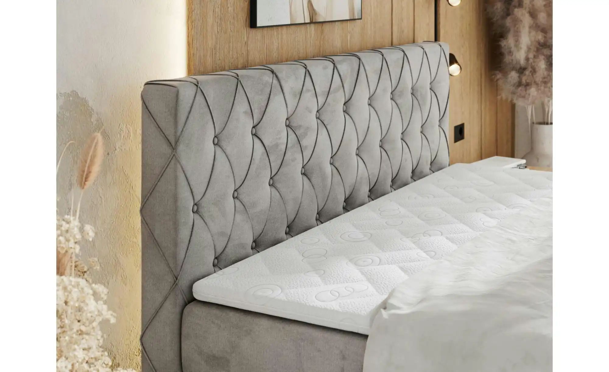 Thumbnail - Boxspringbett mit Bettkasten Miren King Duo ¦ grau ¦ Maße (cm): B: 161 H: 110 Betten > Boxspringbetten - Höffner