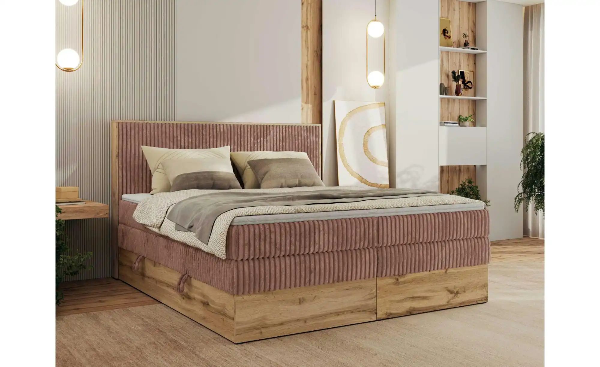 Boxspringbett mit Bettkasten Wood Classic King ¦ rosa/pink ¦ Maße (cm): B: günstig online kaufen