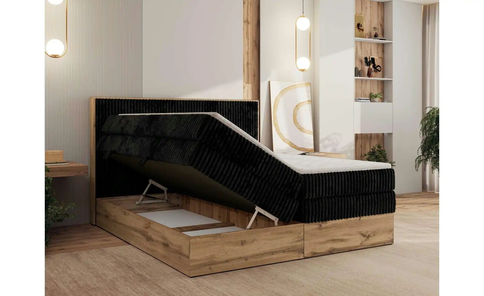 Thumbnail - Boxspringbett mit Bettkasten Wood Classic King ¦ schwarz ¦ Maße (cm): B: 164 H: 120 Betten > Boxspringbetten - Höffner
