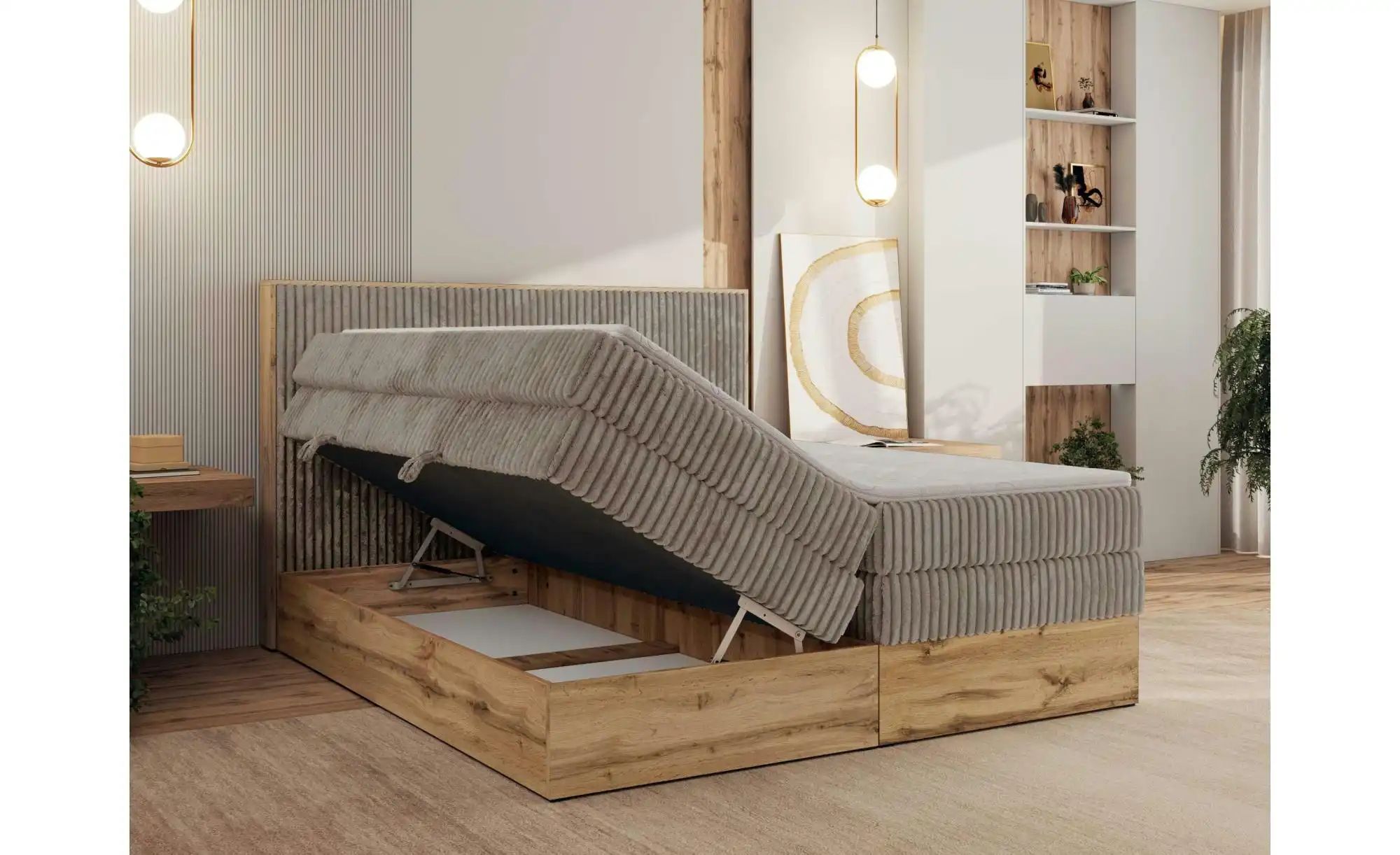 Boxspringbett mit Bettkasten Wood Classic King ¦ braun ¦ Maße (cm): B: 184 günstig online kaufen