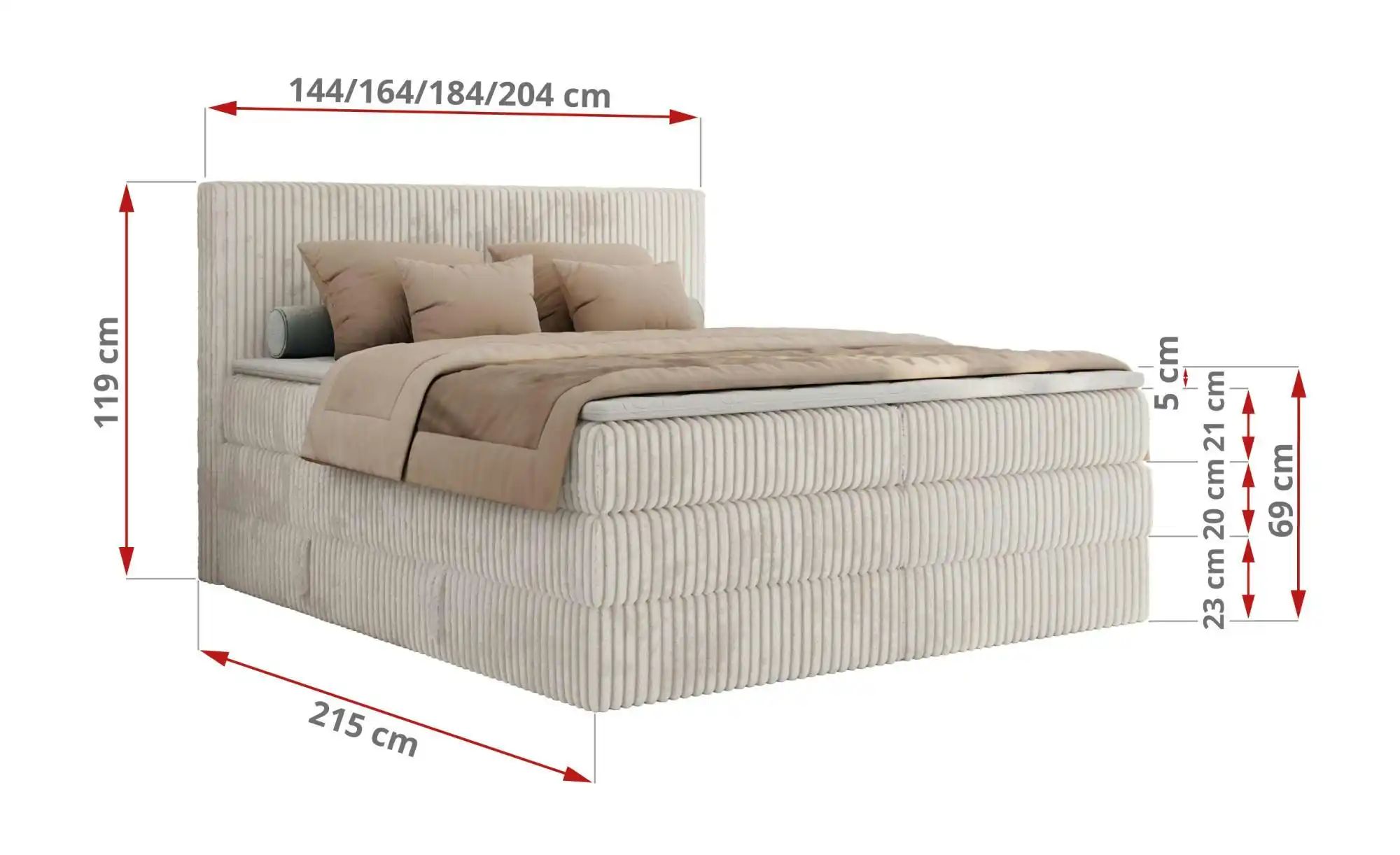 Boxspringbett mit Bettkasten Tiliano King ¦ beige ¦ Maße (cm): B: 146 H: 11 günstig online kaufen