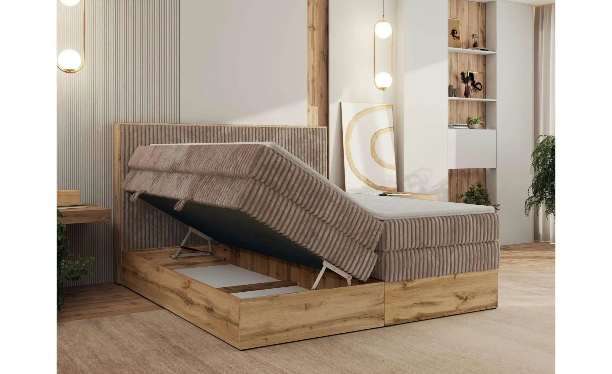 Boxspringbett mit Bettkasten Wood Classic King ¦ braun ¦ Maße (cm): B: 164 günstig online kaufen