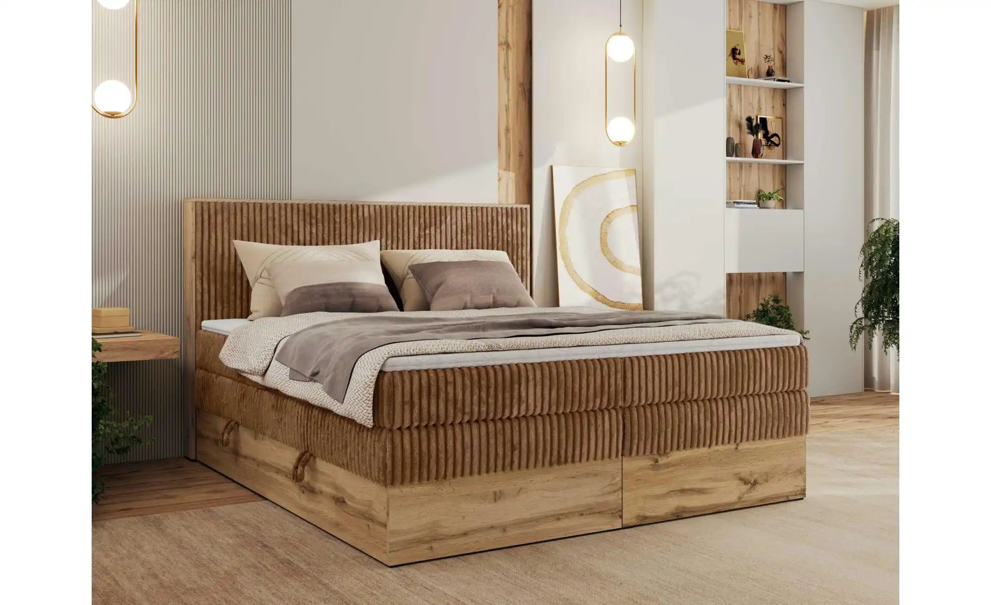 Boxspringbett mit Bettkasten Wood Classic King ¦ orange ¦ Maße (cm): B: 184 günstig online kaufen