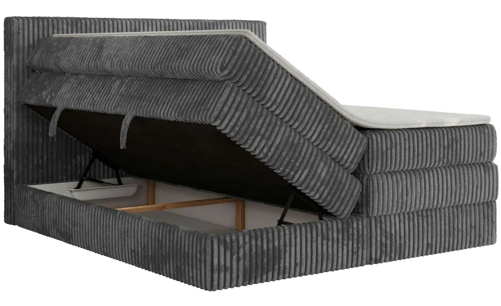 Boxspringbett mit Bettkasten Tiliano King ¦ grau ¦ Maße (cm): B: 206 H: 119 günstig online kaufen