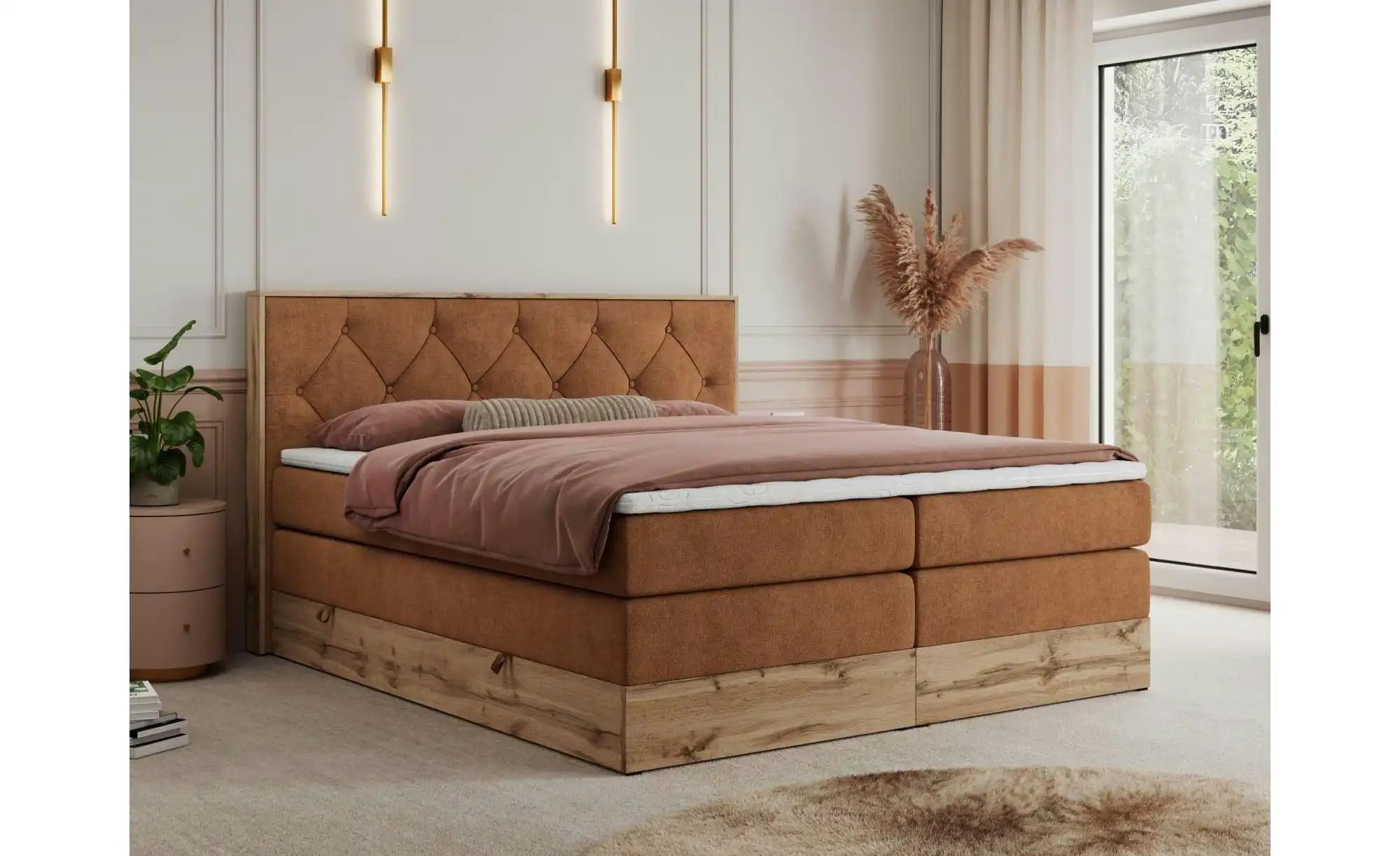 Boxspringbett mit Bettkasten Veneto King ¦ orange ¦ Maße (cm): B: 168 H: 11 günstig online kaufen