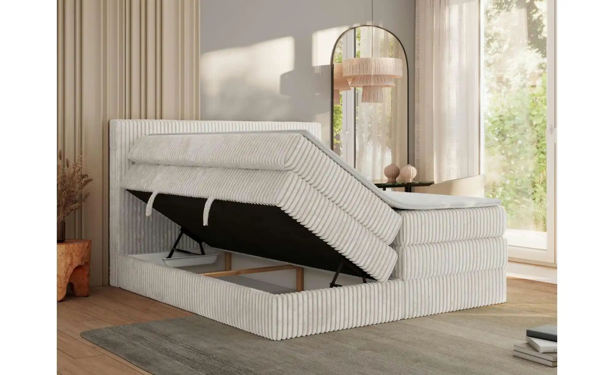 Boxspringbett mit Bettkasten Tiliano King ¦ beige ¦ Maße (cm): B: 186 H: 11 günstig online kaufen