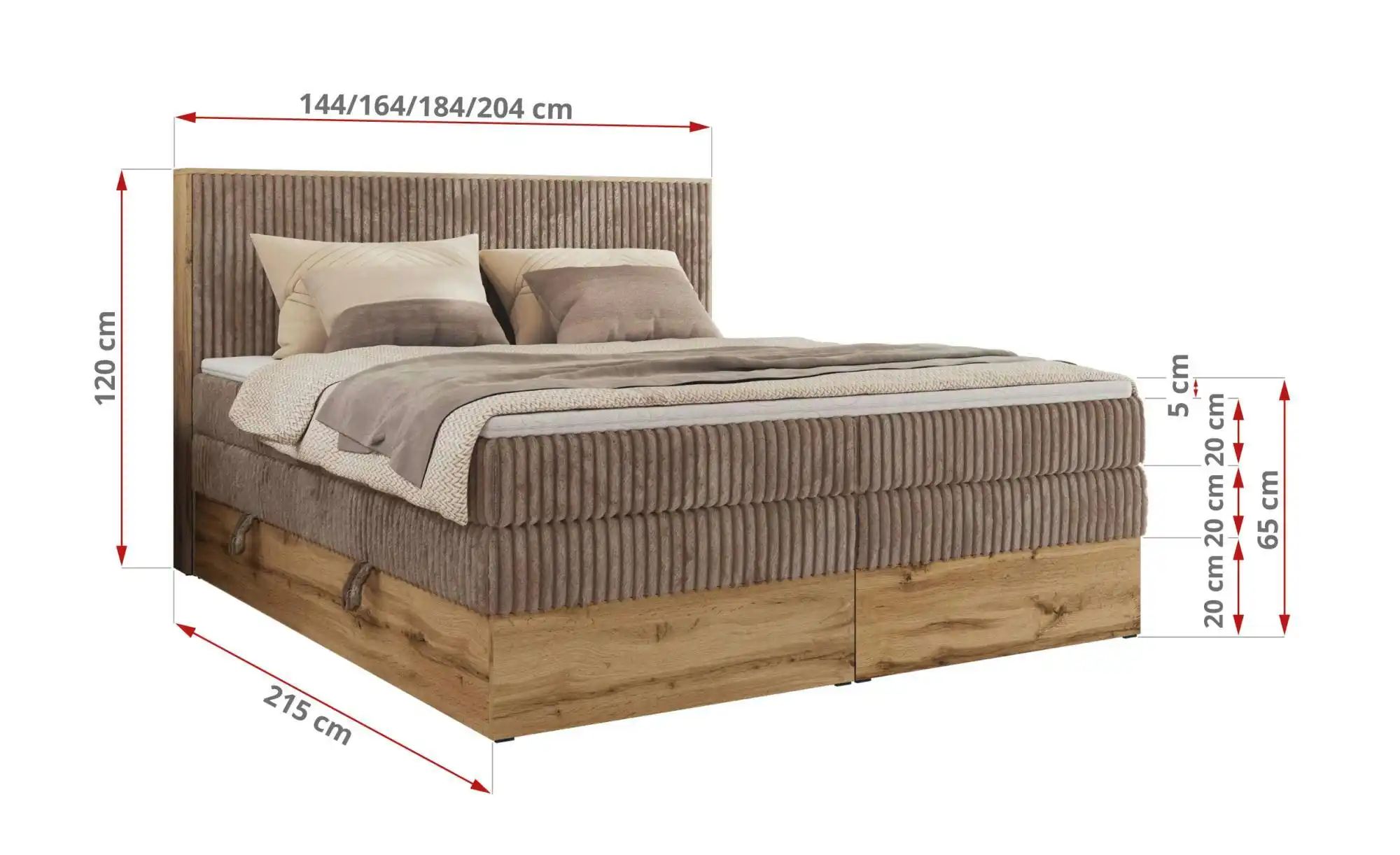 Boxspringbett mit Bettkasten Wood Classic King ¦ braun ¦ Maße (cm): B: 184 günstig online kaufen