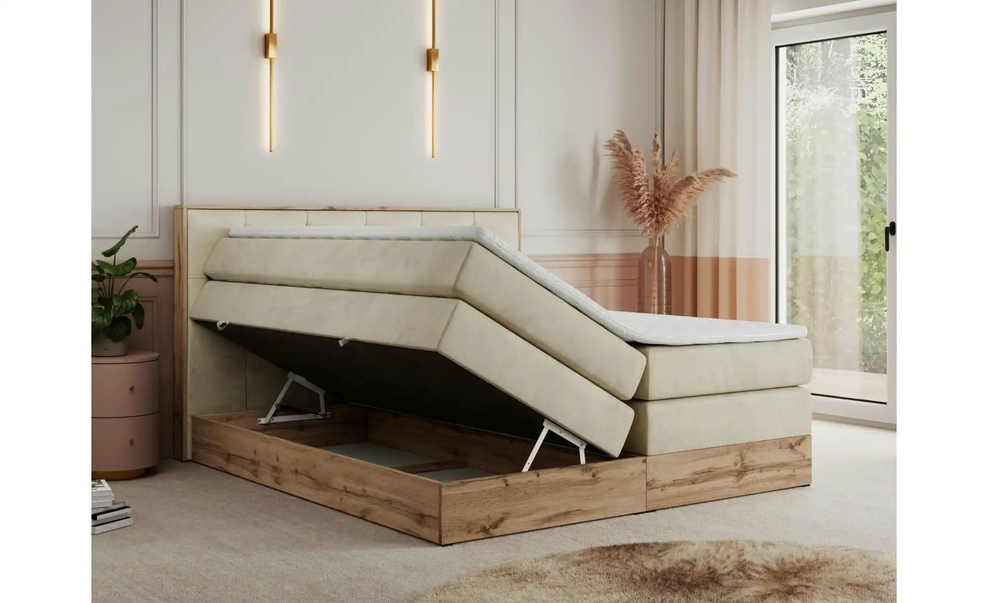 Thumbnail - Boxspringbett mit Bettkasten Veneto King ¦ beige ¦ Maße (cm): B: 168 H: 115 Betten > Boxspringbetten - Höffner