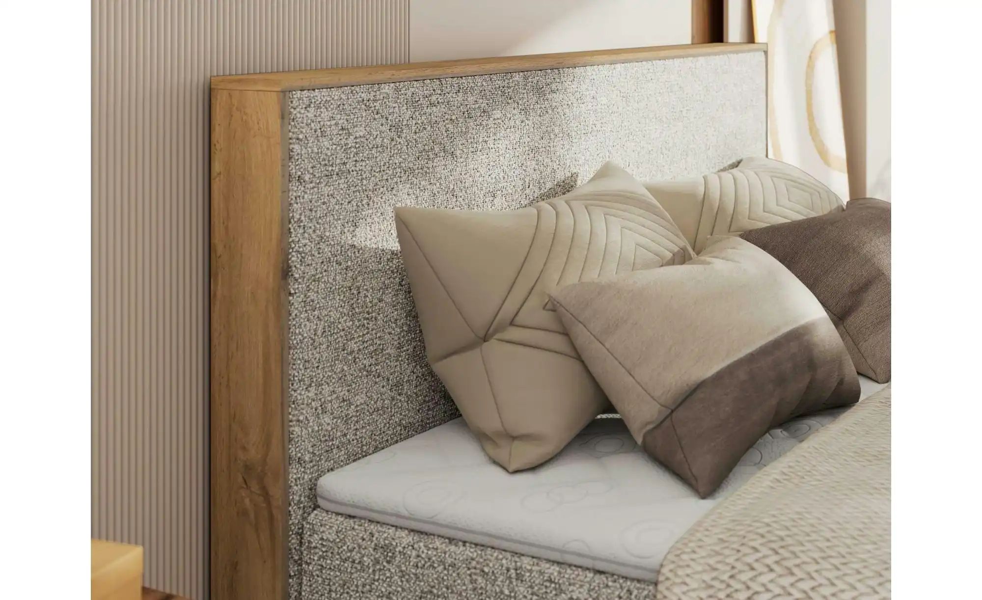 Thumbnail - Boxspringbett mit Bettkasten Wood Classic King ¦ beige ¦ Maße (cm): B: 144 H: 120 Betten > Boxspringbetten - Höffner