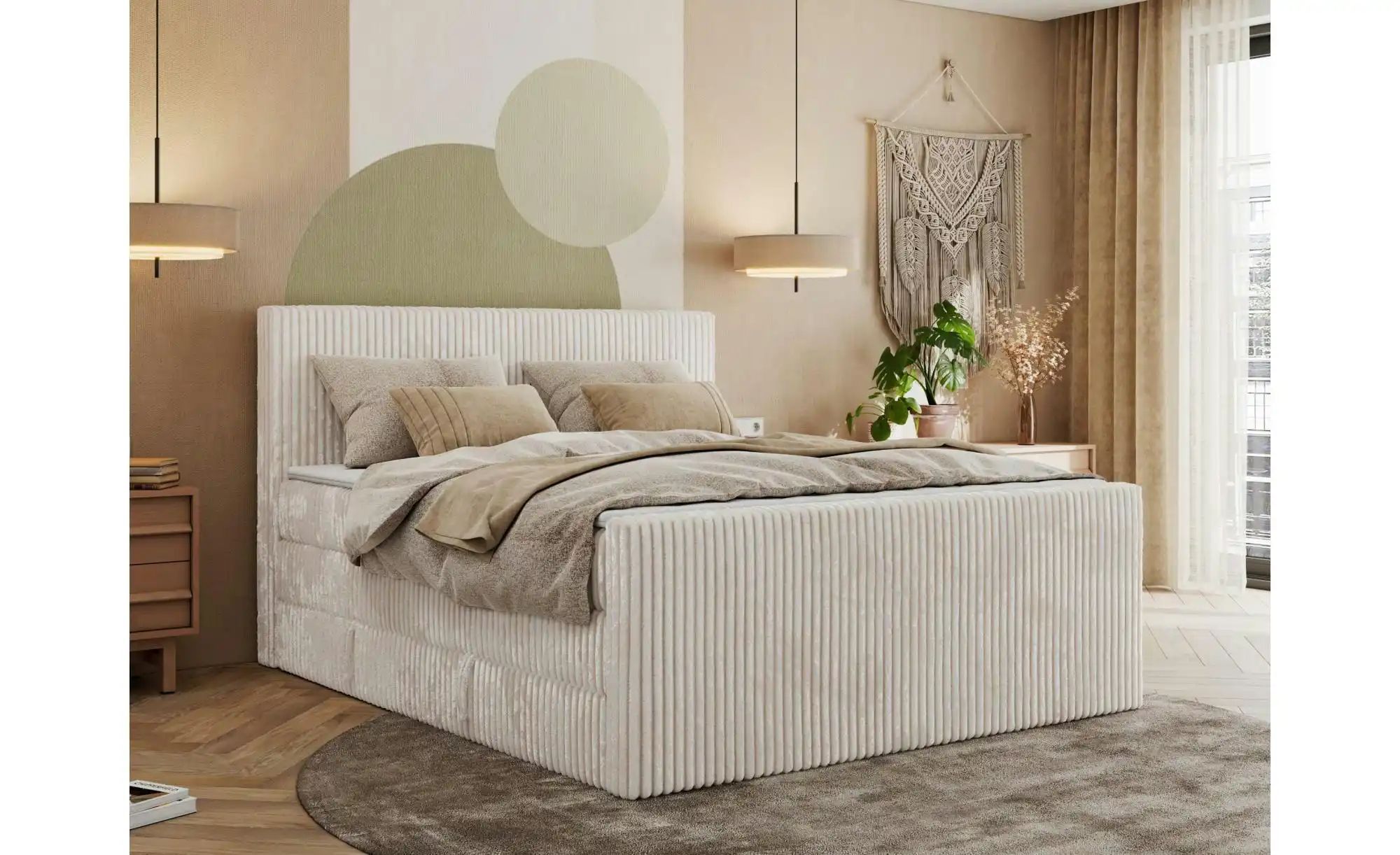 Boxspringbett mit Bettkasten Tiliano King Duo ¦ beige ¦ Maße (cm): B: 204 H günstig online kaufen