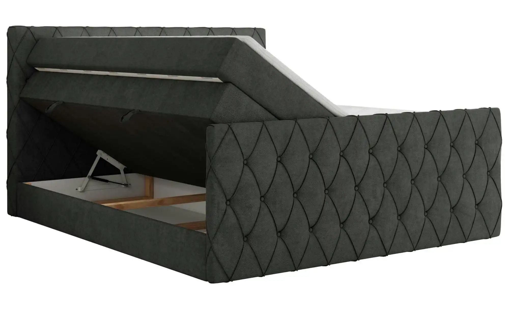 Boxspringbett mit Bettkasten Miren King Duo ¦ grau ¦ Maße (cm): B: 141 H: 1 günstig online kaufen