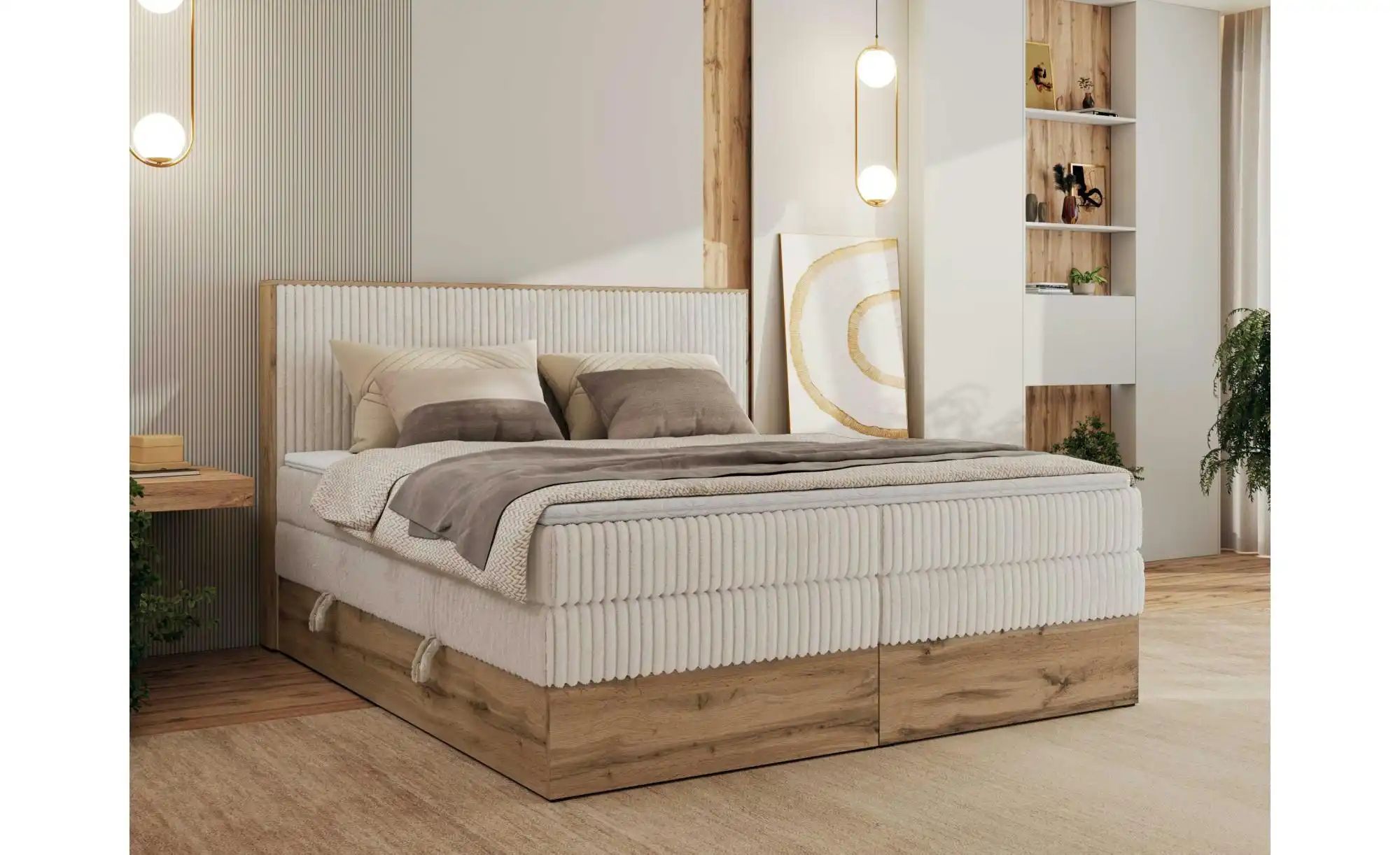 Boxspringbett mit Bettkasten Wood Classic King ¦ beige ¦ Maße (cm): B: 204 günstig online kaufen