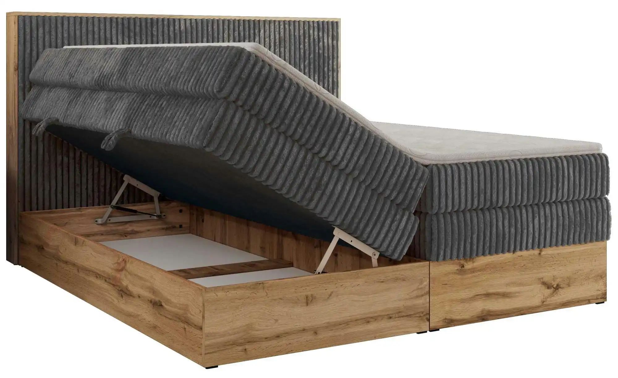 Boxspringbett mit Bettkasten Wood Classic King ¦ grau ¦ Maße (cm): B: 204 H günstig online kaufen