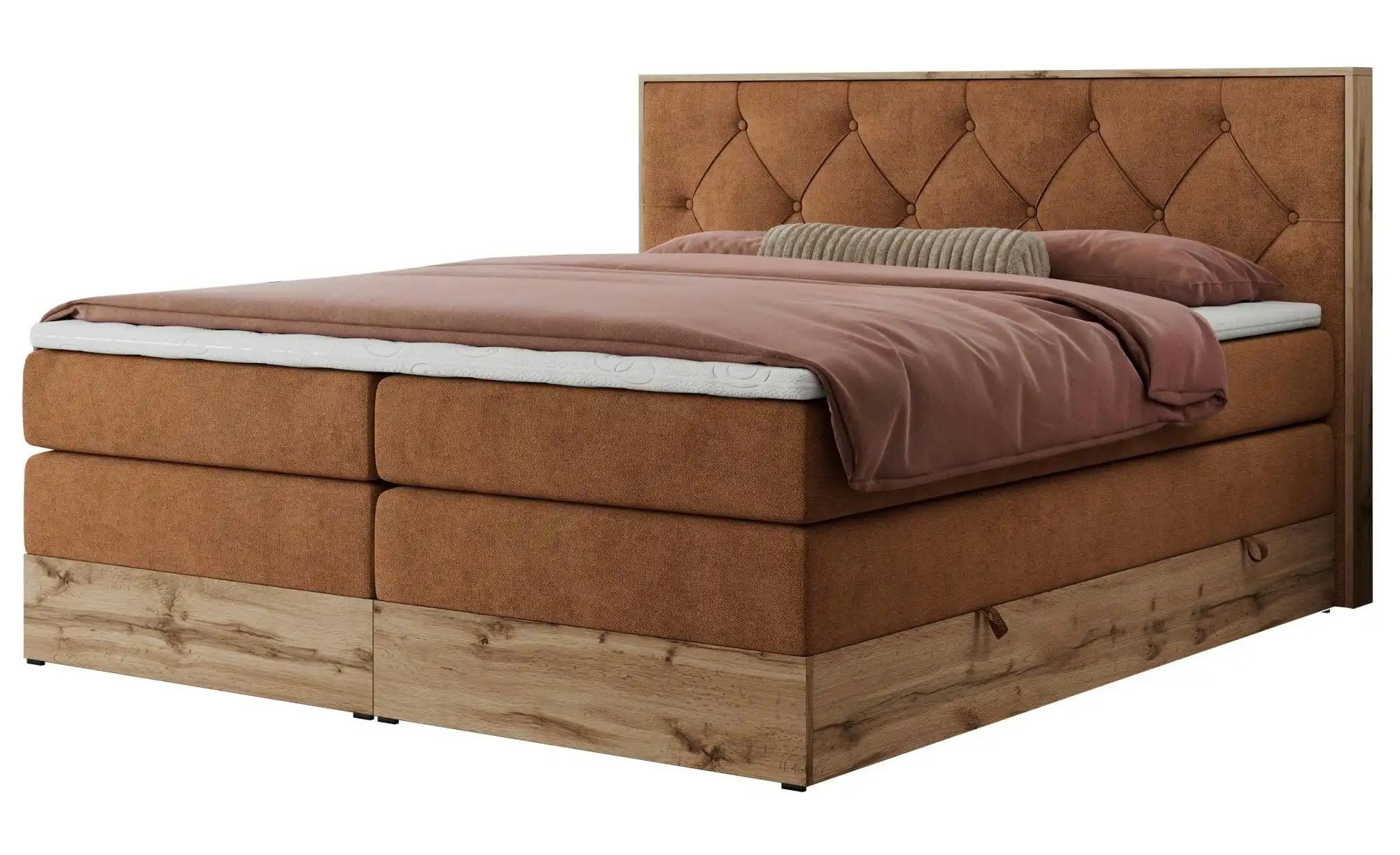 Boxspringbett mit Bettkasten Veneto King ¦ orange ¦ Maße (cm): B: 208 H: 11 günstig online kaufen