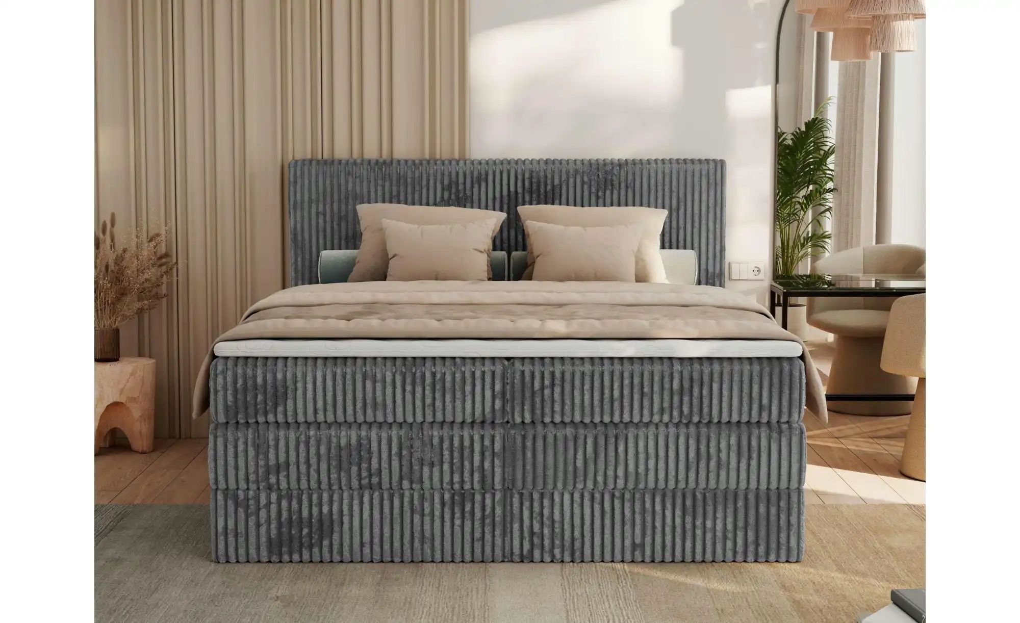 Boxspringbett mit Bettkasten Tiliano King ¦ grau ¦ Maße (cm): B: 166 H: 119 günstig online kaufen