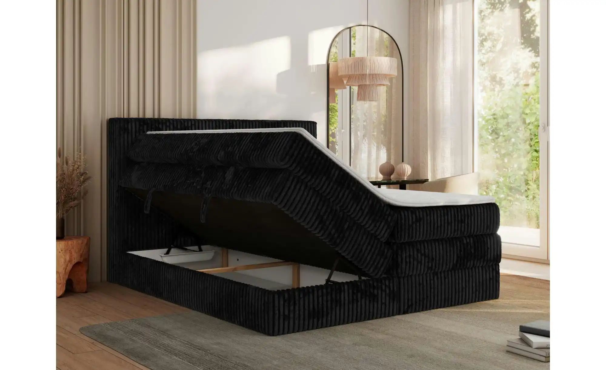 Boxspringbett mit Bettkasten Tiliano King ¦ schwarz ¦ Maße (cm): B: 186 H: günstig online kaufen