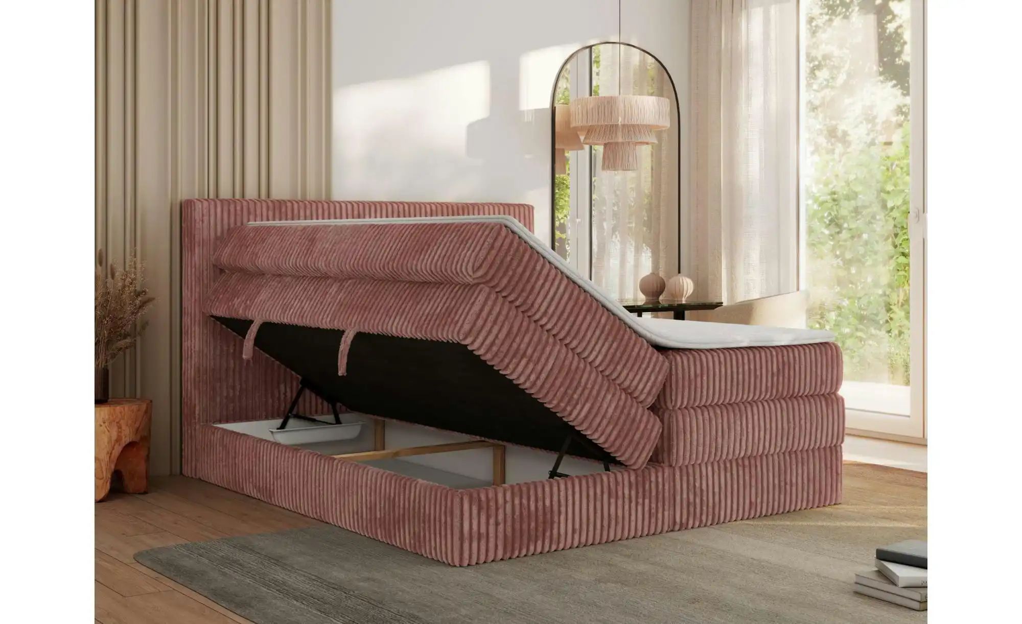 Boxspringbett mit Bettkasten Tiliano King ¦ rosa/pink ¦ Maße (cm): B: 206 H günstig online kaufen