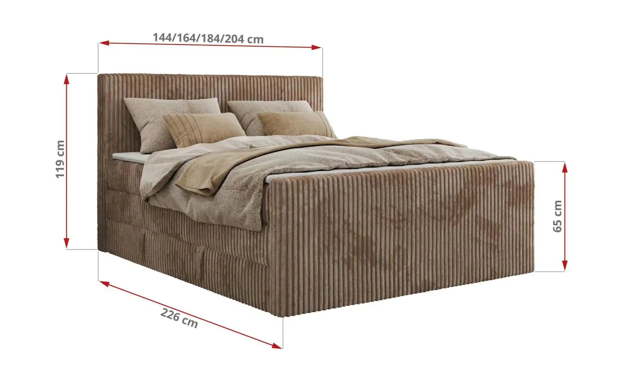 Boxspringbett mit Bettkasten Tiliano King Duo ¦ braun ¦ Maße (cm): B: 184 H günstig online kaufen