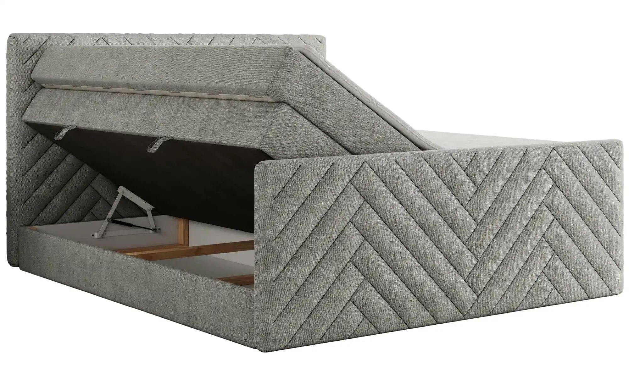 Boxspringbett mit Bettkasten Paris King Duo ¦ grau ¦ Maße (cm): B: 161 H: 1 günstig online kaufen