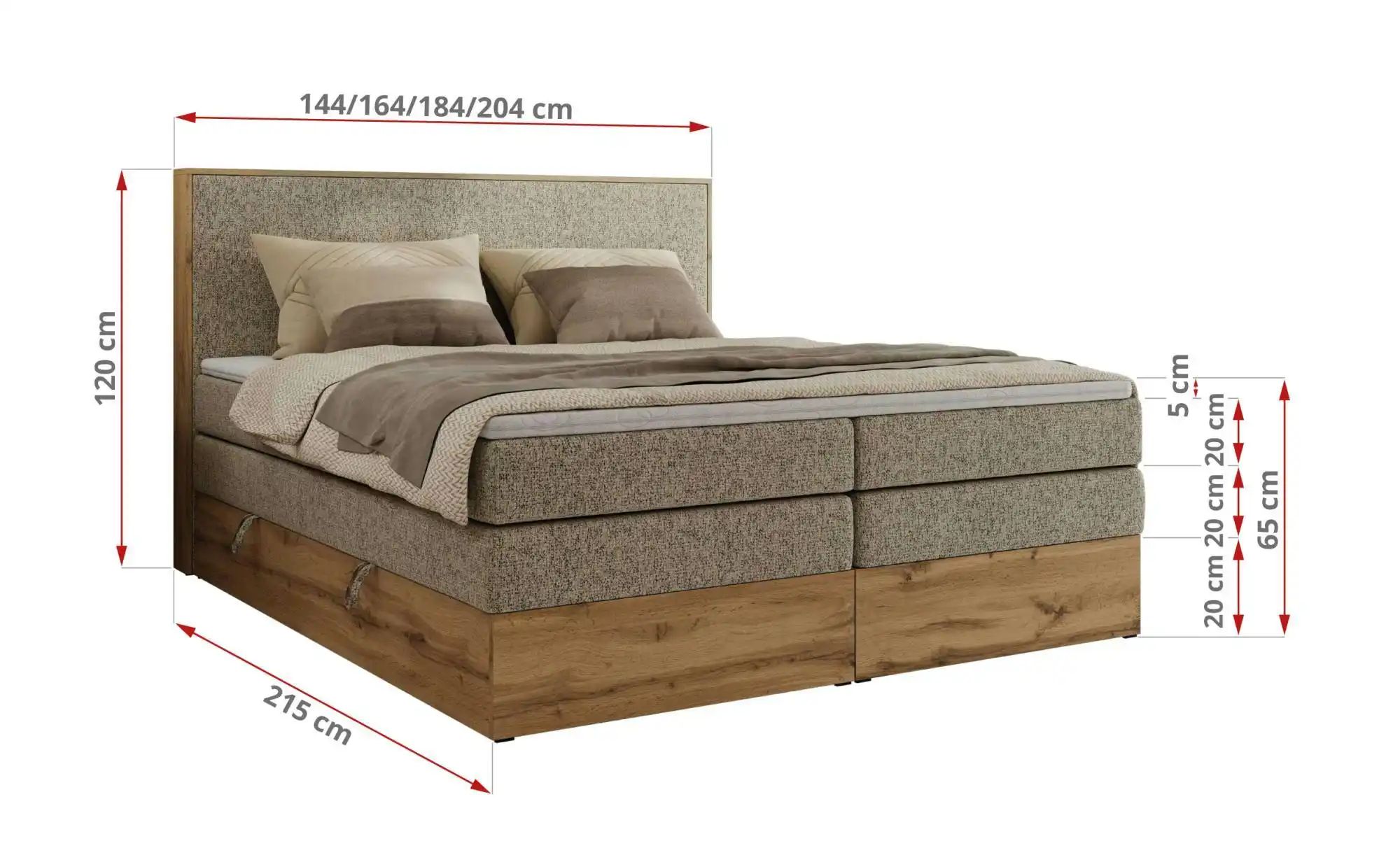 Boxspringbett mit Bettkasten Wood Classic King ¦ beige ¦ Maße (cm): B: 144 günstig online kaufen