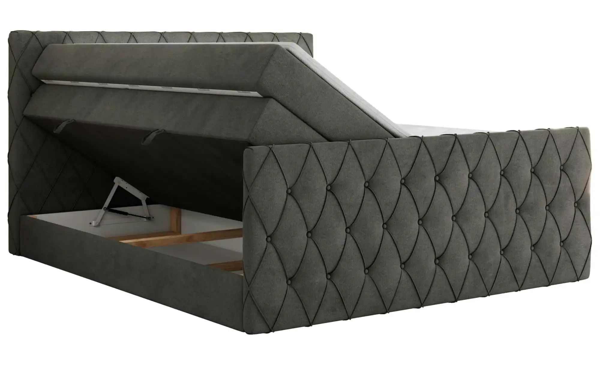Boxspringbett mit Bettkasten Miren King Duo ¦ grau ¦ Maße (cm): B: 161 H: 1 günstig online kaufen