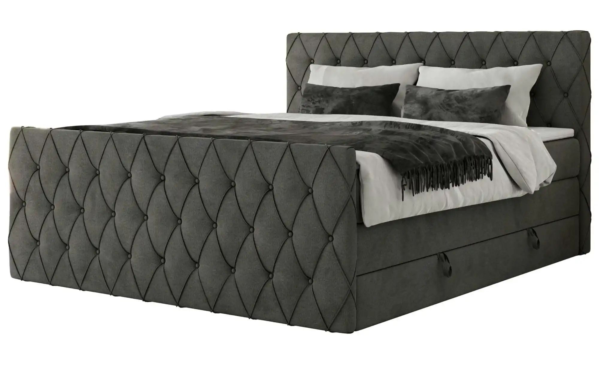 Boxspringbett mit Bettkasten Miren King Duo ¦ grau ¦ Maße (cm): B: 161 H: 1 günstig online kaufen