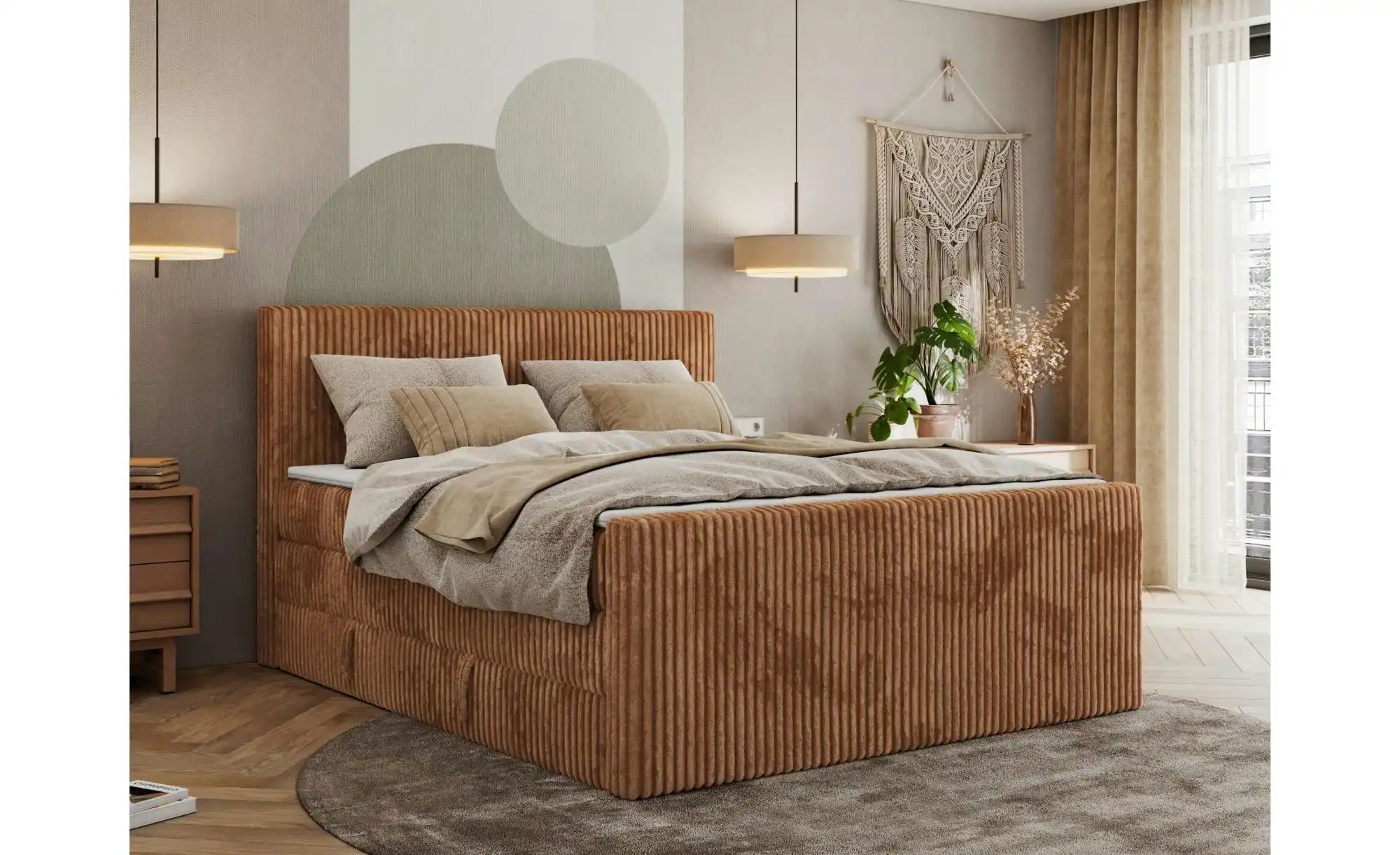 Boxspringbett mit Bettkasten Tiliano King Duo ¦ orange ¦ Maße (cm): B: 204 günstig online kaufen