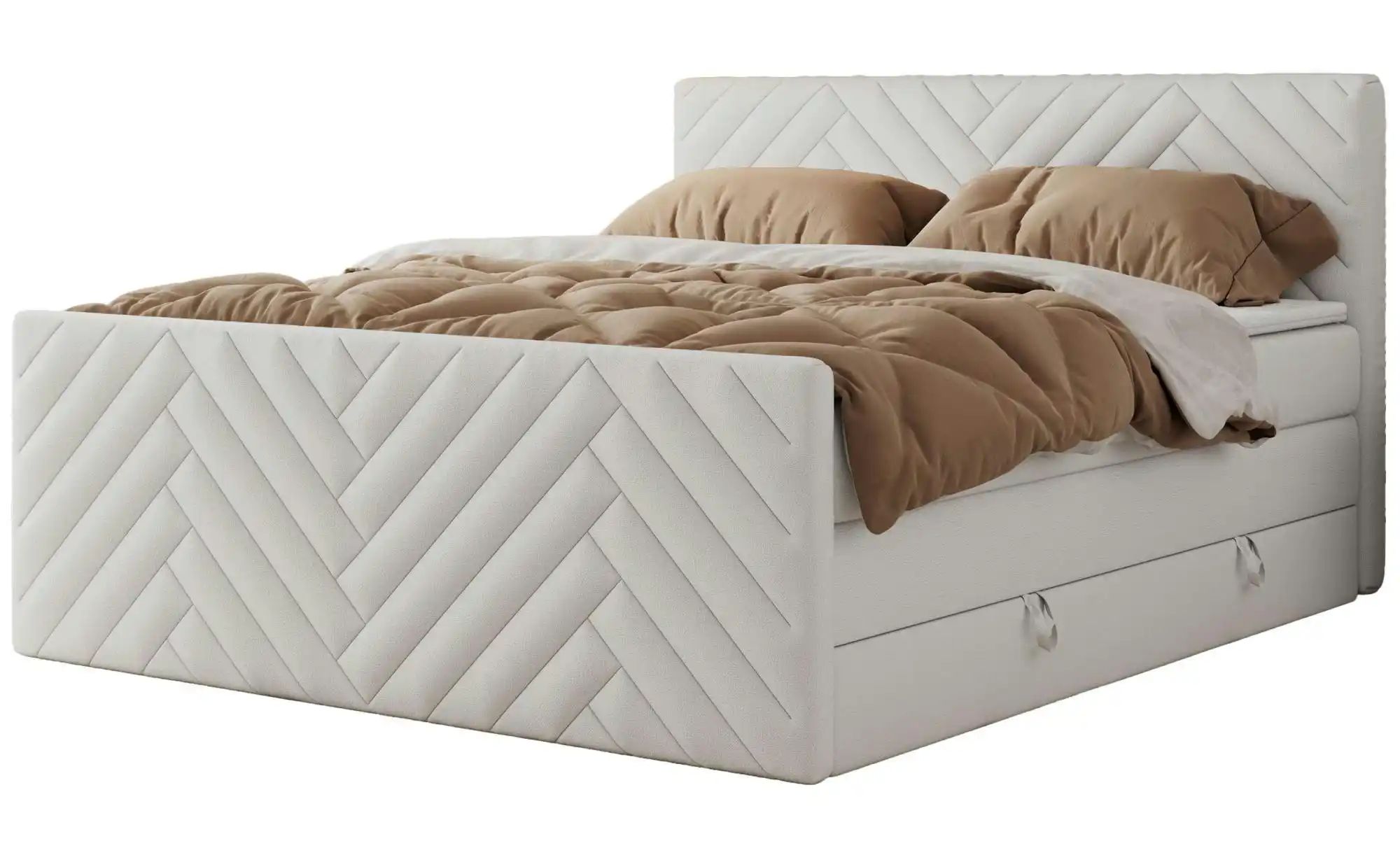 Boxspringbett mit Bettkasten Paris King Duo ¦ weiß ¦ Maße (cm): B: 161 H: 1 günstig online kaufen