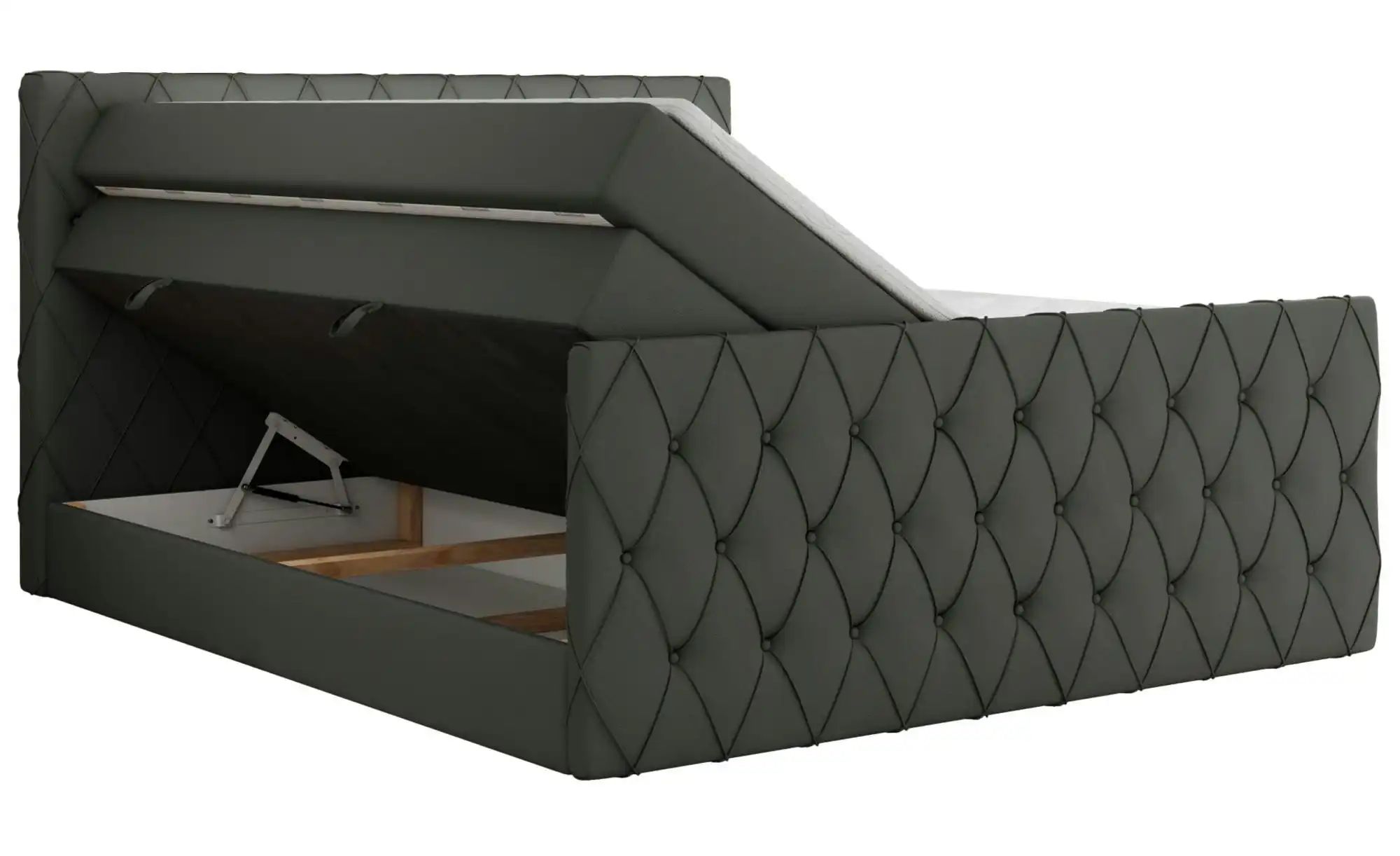 Boxspringbett mit Bettkasten Miren King Duo ¦ grau ¦ Maße (cm): B: 201 H: 1 günstig online kaufen