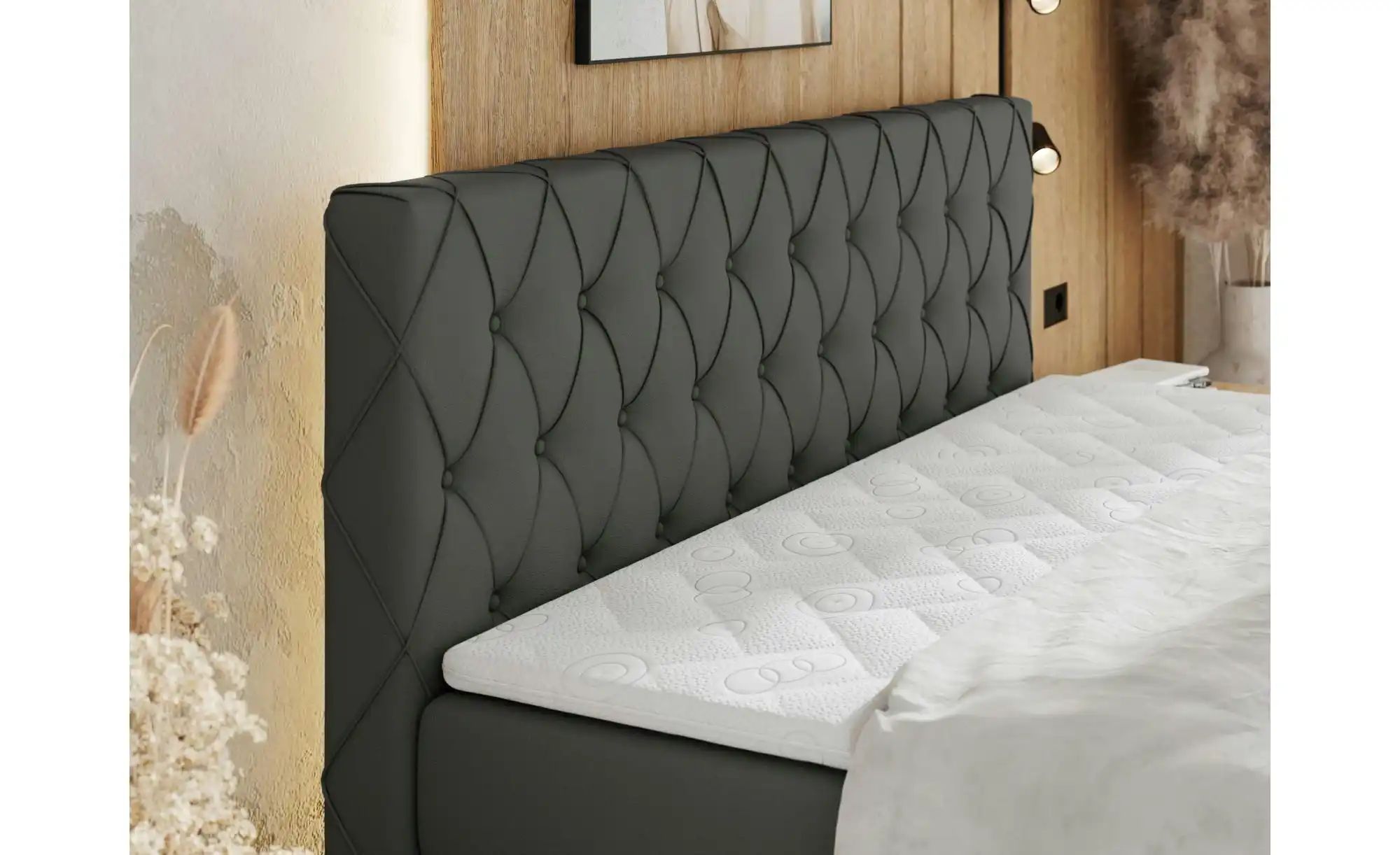 Thumbnail - Boxspringbett mit Bettkasten Miren King Duo ¦ grau ¦ Maße (cm): B: 201 H: 110 Betten > Boxspringbetten - Höffner