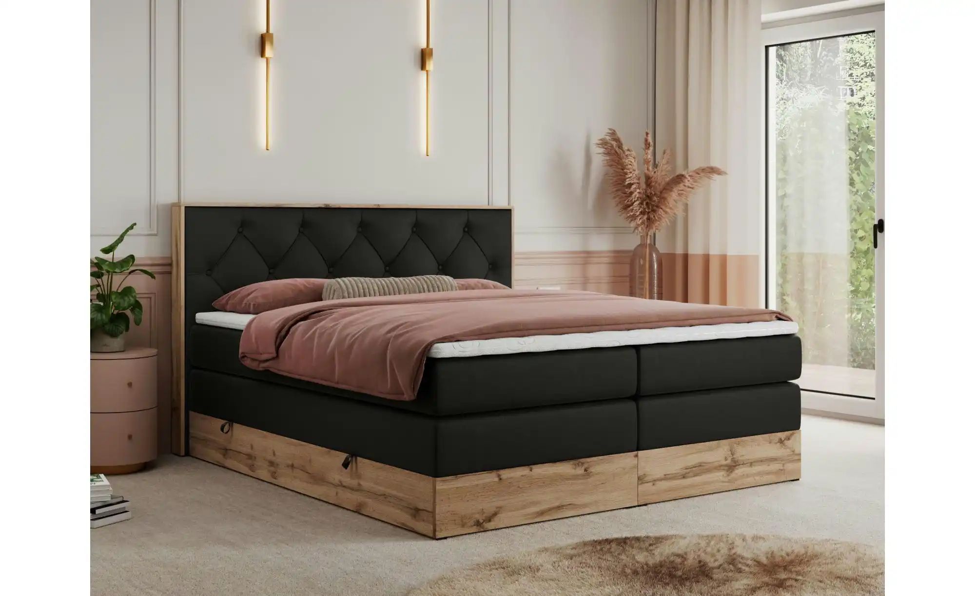 Boxspringbett mit Bettkasten Veneto King ¦ schwarz ¦ Maße (cm): B: 188 H: 1 günstig online kaufen