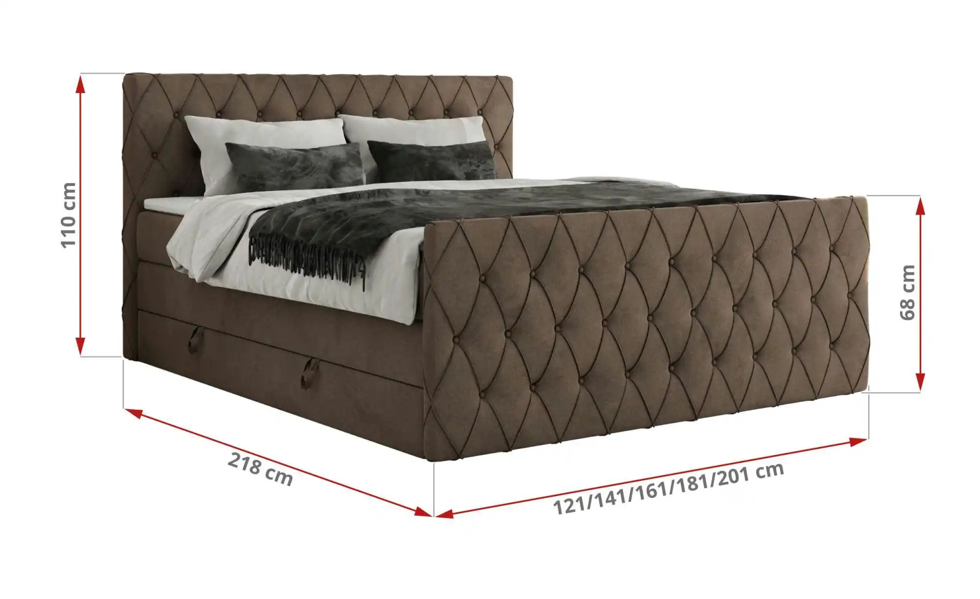 Thumbnail - Boxspringbett mit Bettkasten Miren King Duo ¦ braun ¦ Maße (cm): B: 181 H: 110 Betten > Boxspringbetten - Höffner