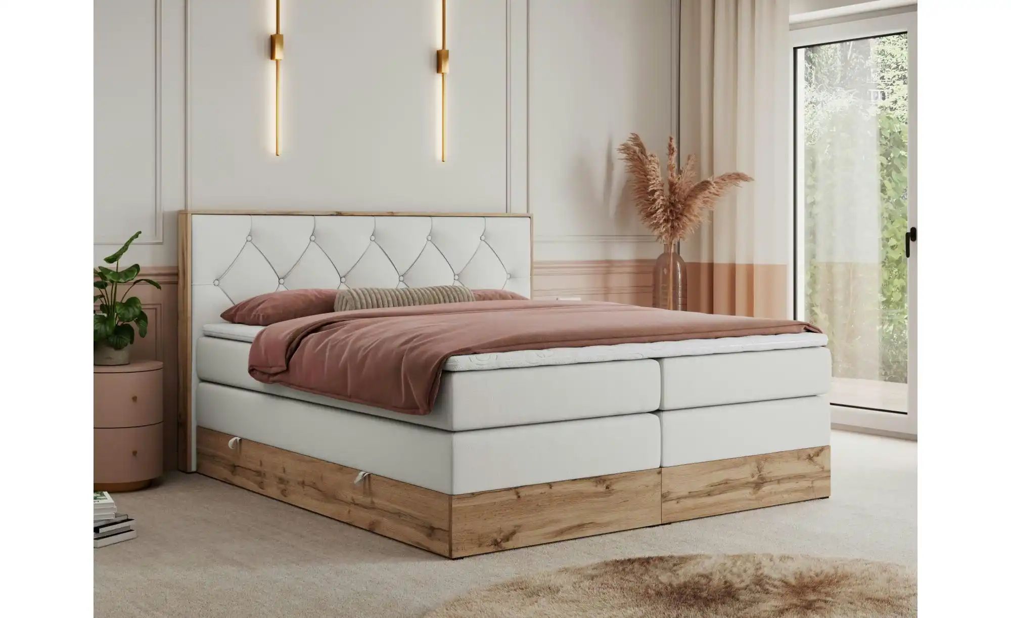 Boxspringbett mit Bettkasten Veneto King ¦ weiß ¦ Maße (cm): B: 148 H: 115 günstig online kaufen