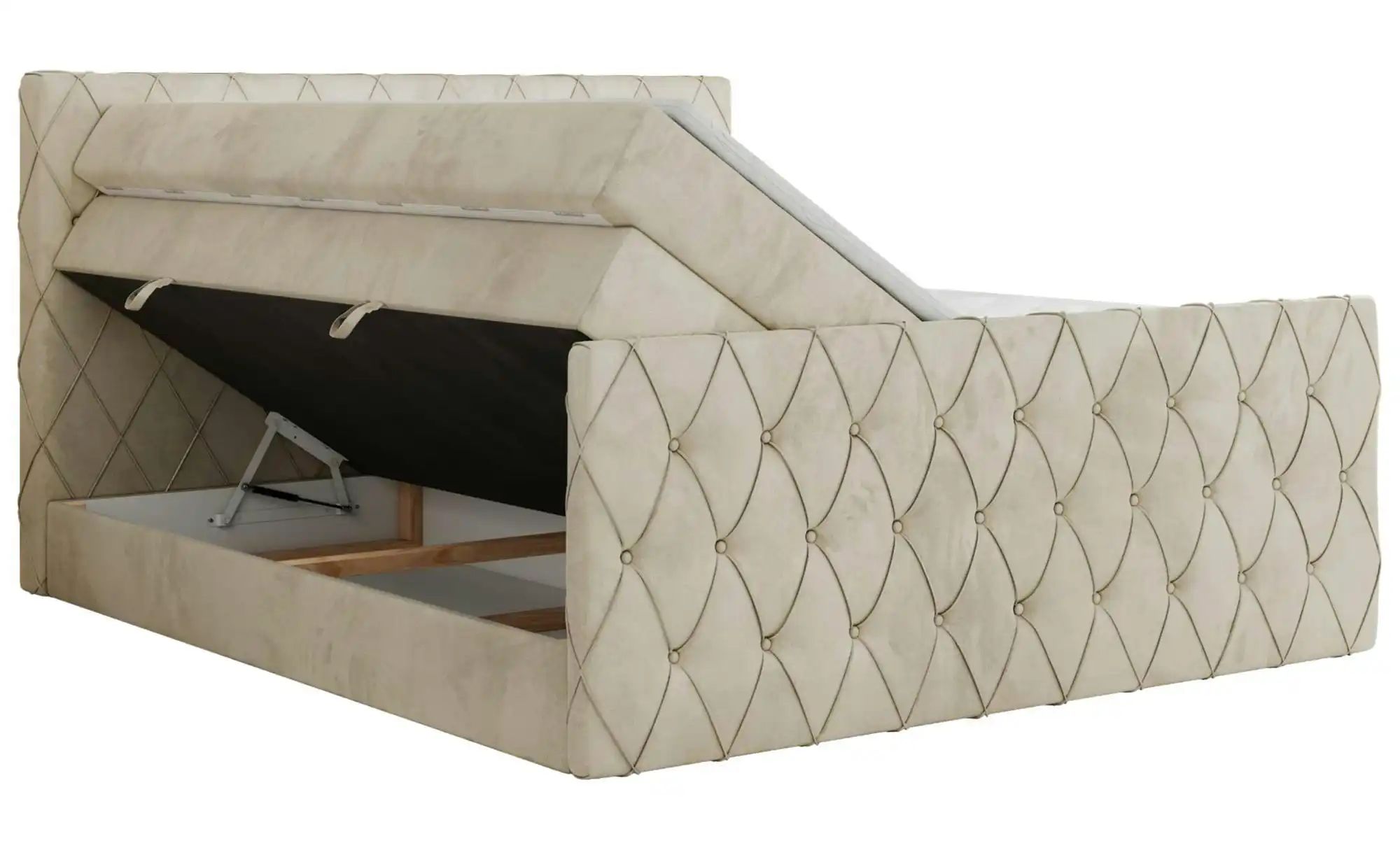 Boxspringbett mit Bettkasten Miren King Duo ¦ beige ¦ Maße (cm): B: 181 H: günstig online kaufen
