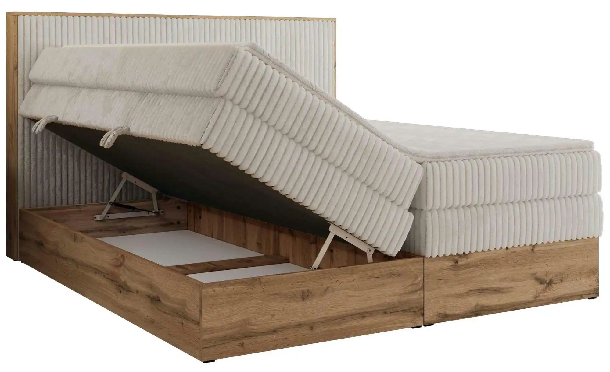 Thumbnail - Boxspringbett mit Bettkasten Wood Classic King ¦ beige ¦ Maße (cm): B: 164 H: 120 Betten > Boxspringbetten - Höffner