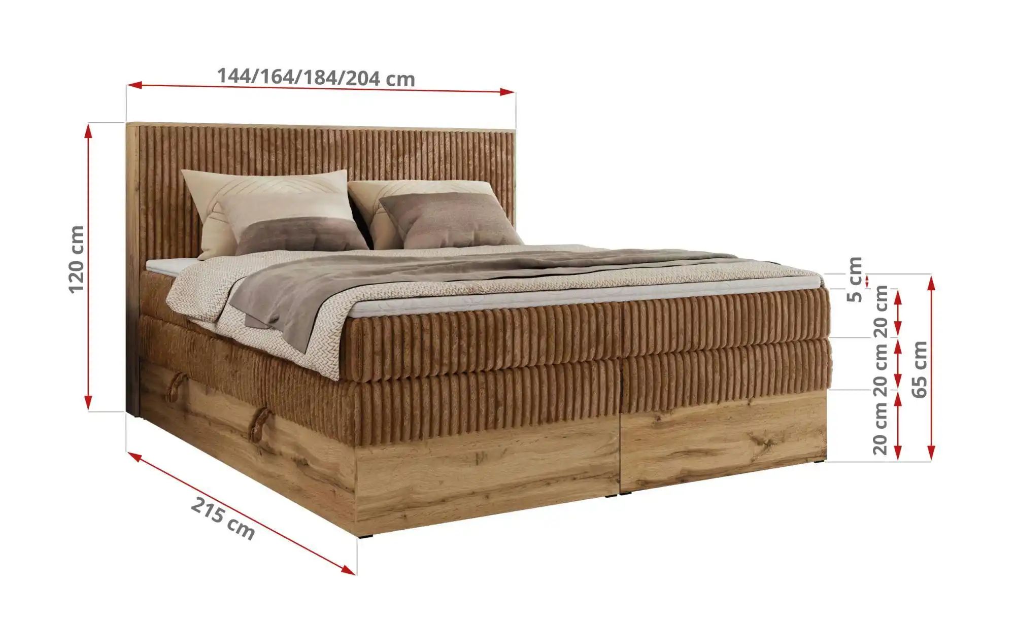 Boxspringbett mit Bettkasten Wood Classic King ¦ orange ¦ Maße (cm): B: 144 günstig online kaufen