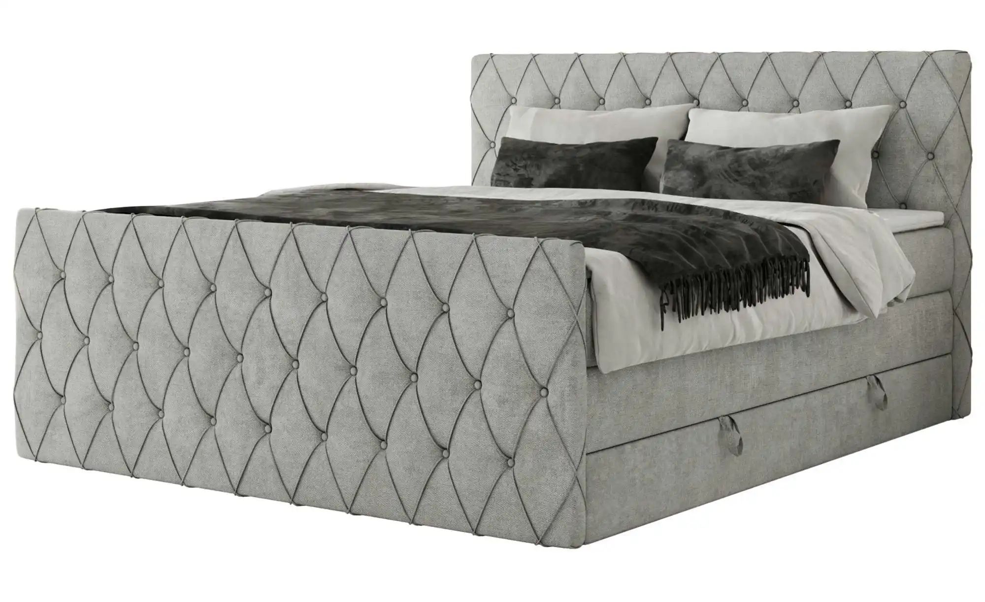 Boxspringbett mit Bettkasten Miren King Duo ¦ grau ¦ Maße (cm): B: 141 H: 1 günstig online kaufen