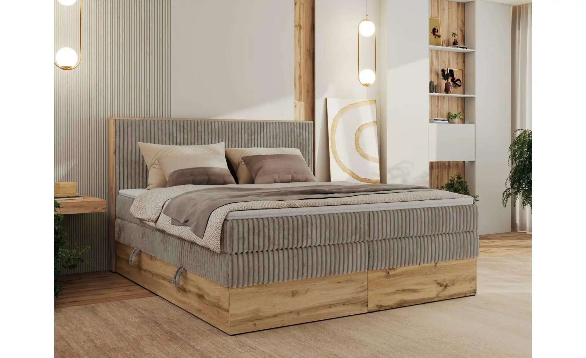 Boxspringbett mit Bettkasten Wood Classic King ¦ braun ¦ Maße (cm): B: 164 günstig online kaufen