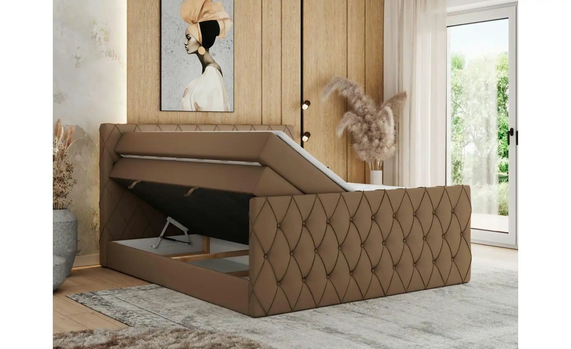 Boxspringbett mit Bettkasten Miren King Duo ¦ braun ¦ Maße (cm): B: 161 H: günstig online kaufen