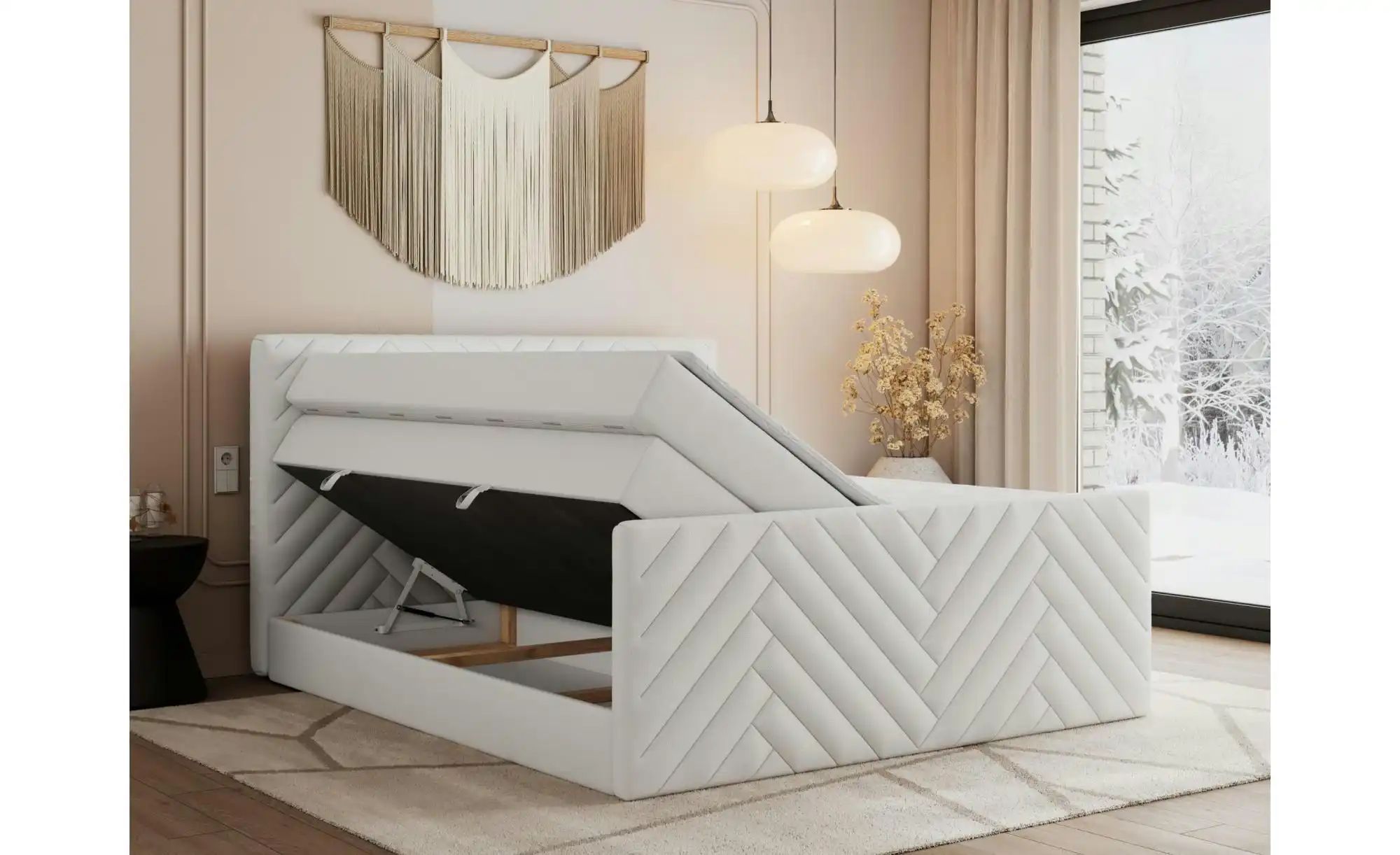 Boxspringbett mit Bettkasten Paris King Duo ¦ weiß ¦ Maße (cm): B: 181 H: 1 günstig online kaufen
