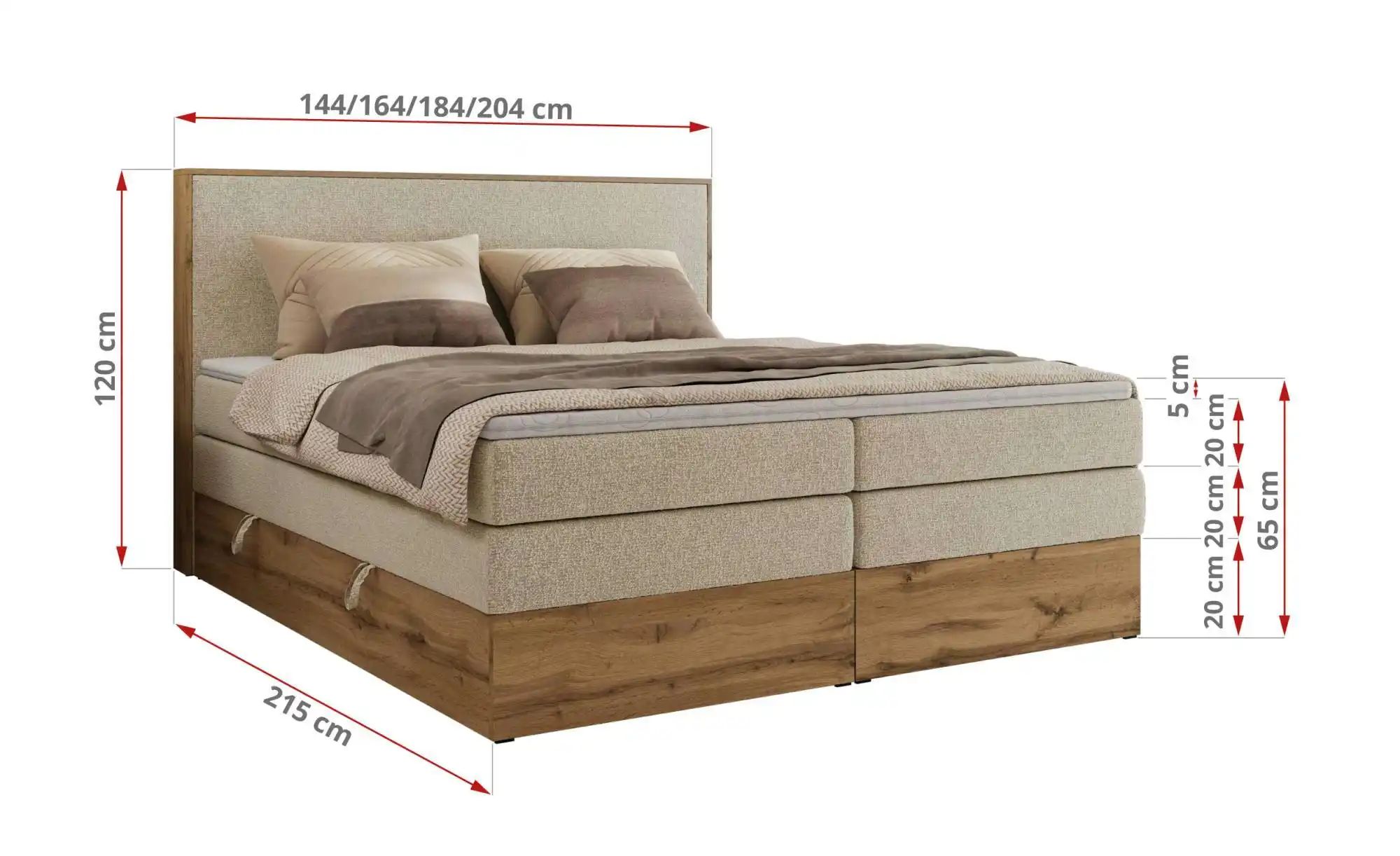 Boxspringbett mit Bettkasten Wood Classic King ¦ creme ¦ Maße (cm): B: 164 günstig online kaufen