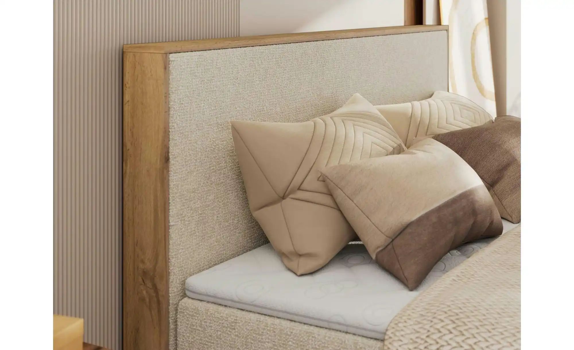 Thumbnail - Boxspringbett mit Bettkasten Wood Classic King ¦ creme ¦ Maße (cm): B: 164 H: 120 Betten > Boxspringbetten - Höffner
