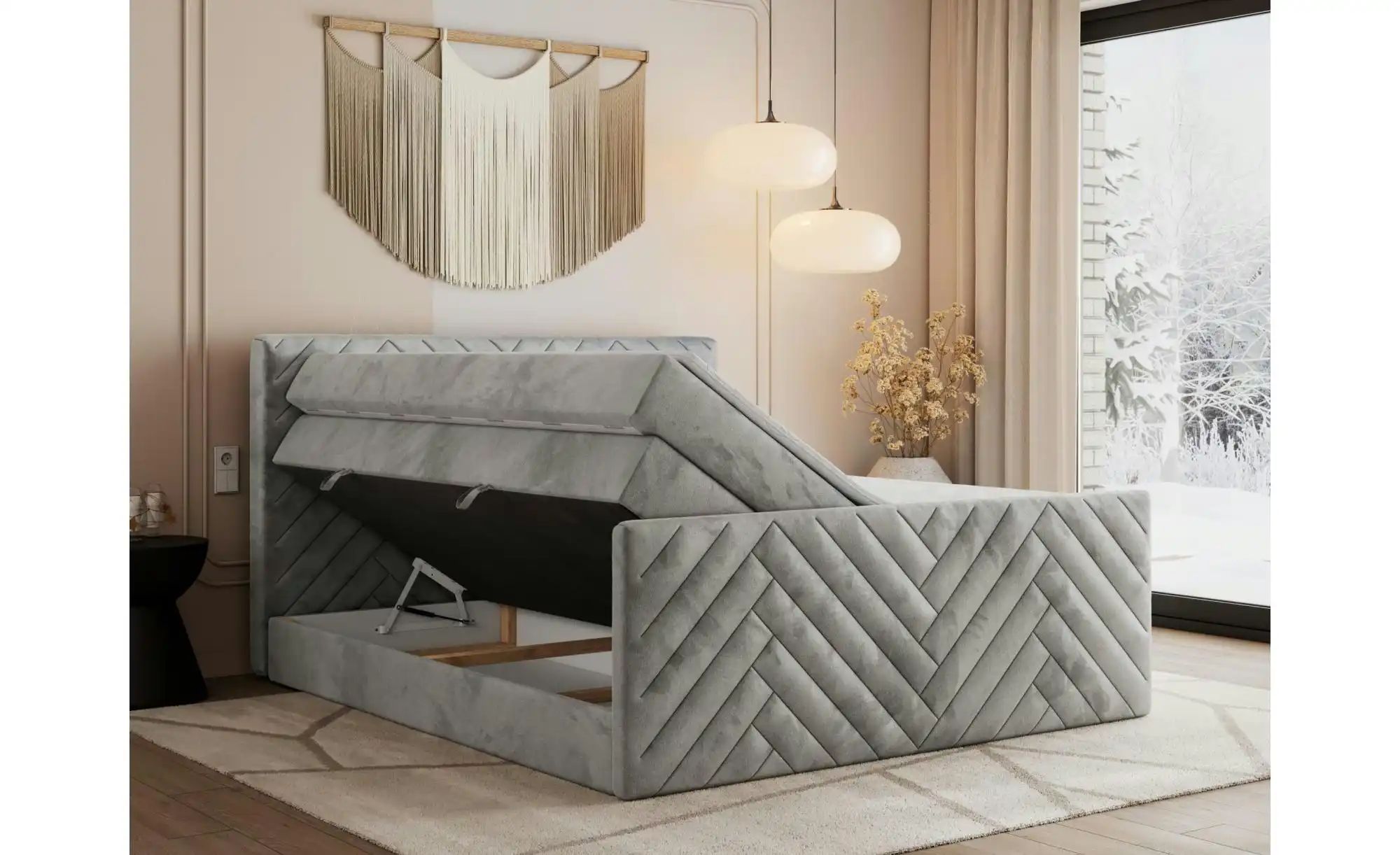 Thumbnail - Boxspringbett mit Bettkasten Paris King Duo ¦ grau ¦ Maße (cm): B: 161 H: 110 Betten > Komfortbetten - Höffner