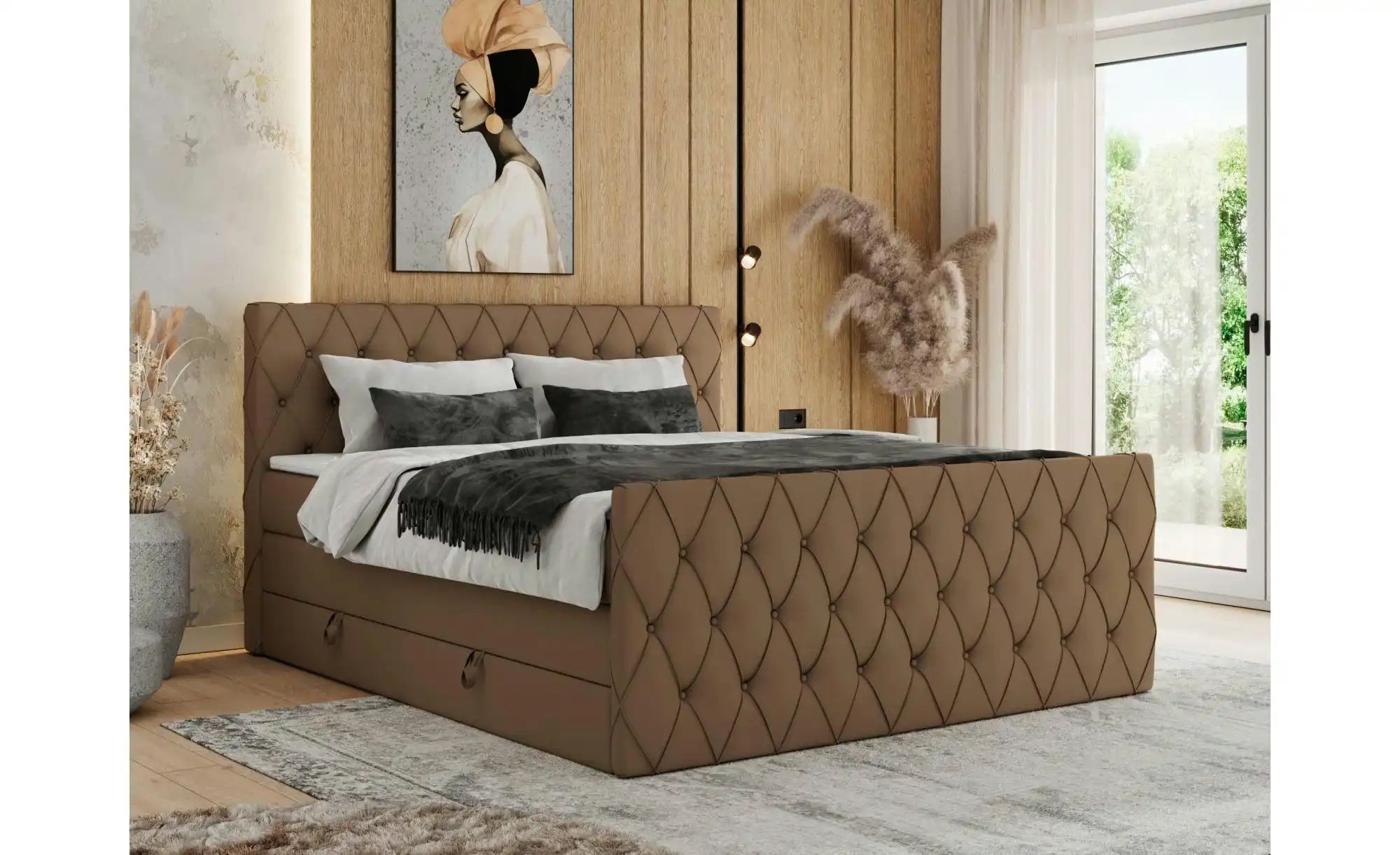 Boxspringbett mit Bettkasten Miren King Duo ¦ braun ¦ Maße (cm): B: 181 H: günstig online kaufen