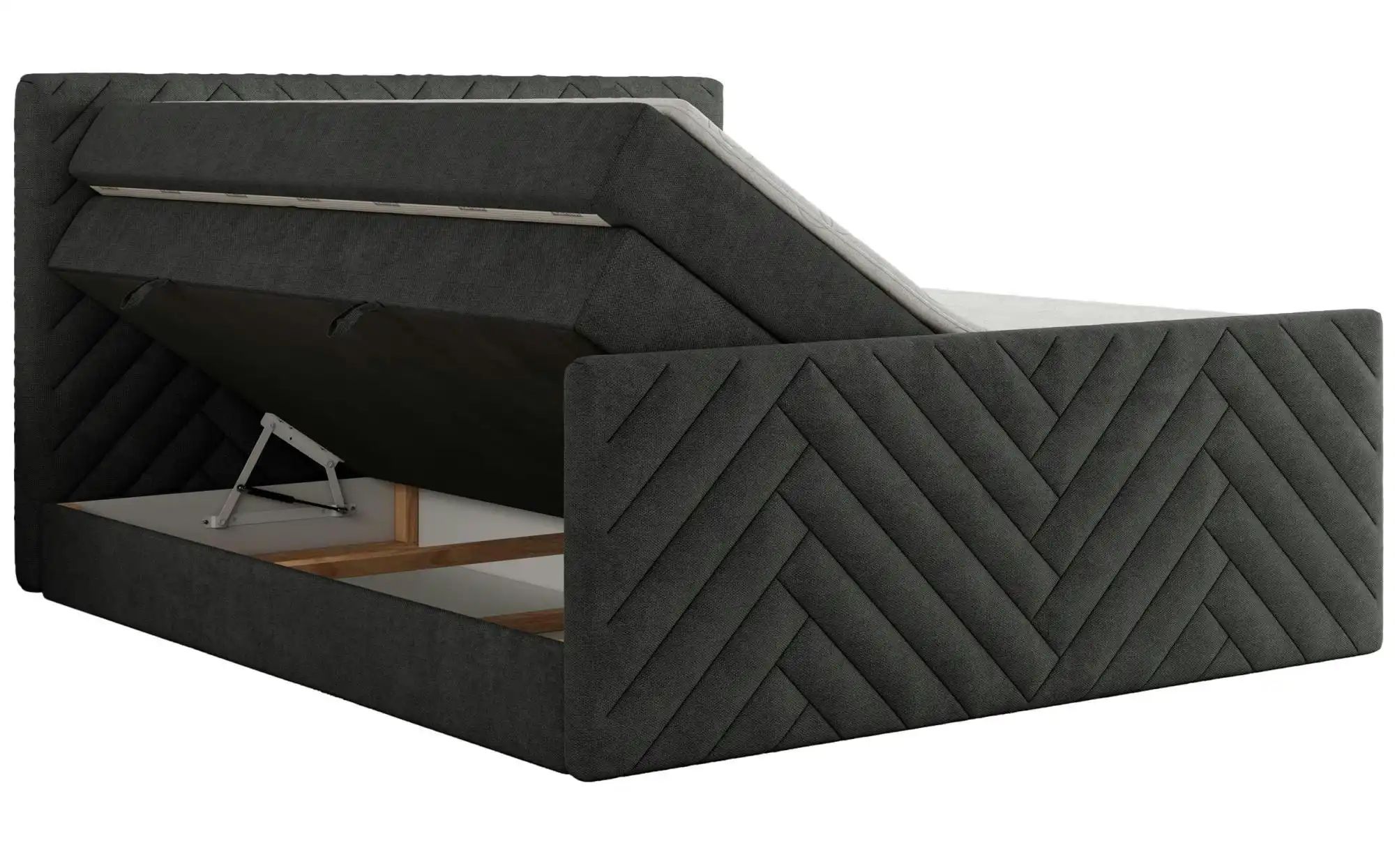 Boxspringbett mit Bettkasten Paris King Duo ¦ grau ¦ Maße (cm): B: 161 H: 1 günstig online kaufen