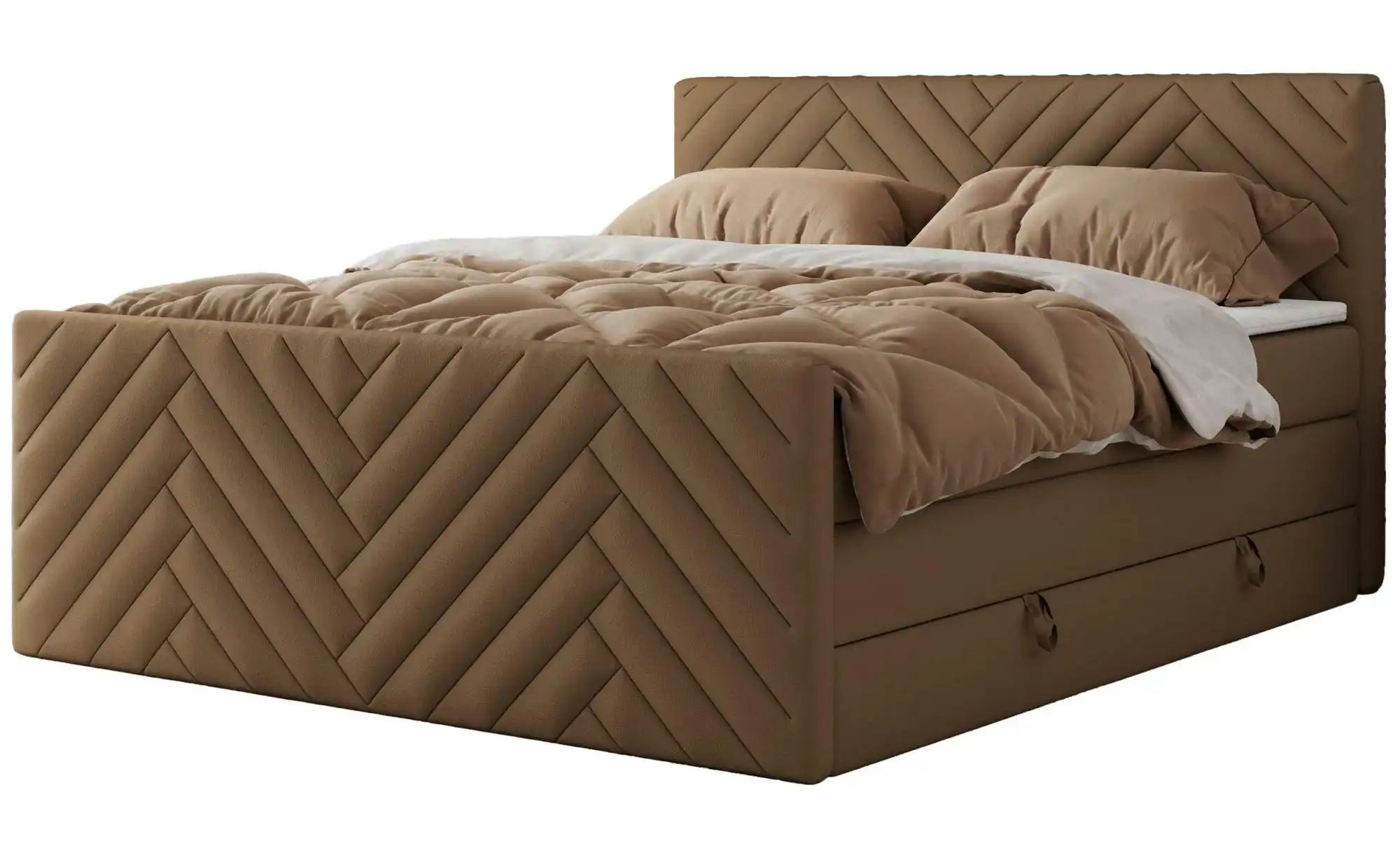 Boxspringbett mit Bettkasten Paris King Duo ¦ braun ¦ Maße (cm): B: 121 H: günstig online kaufen