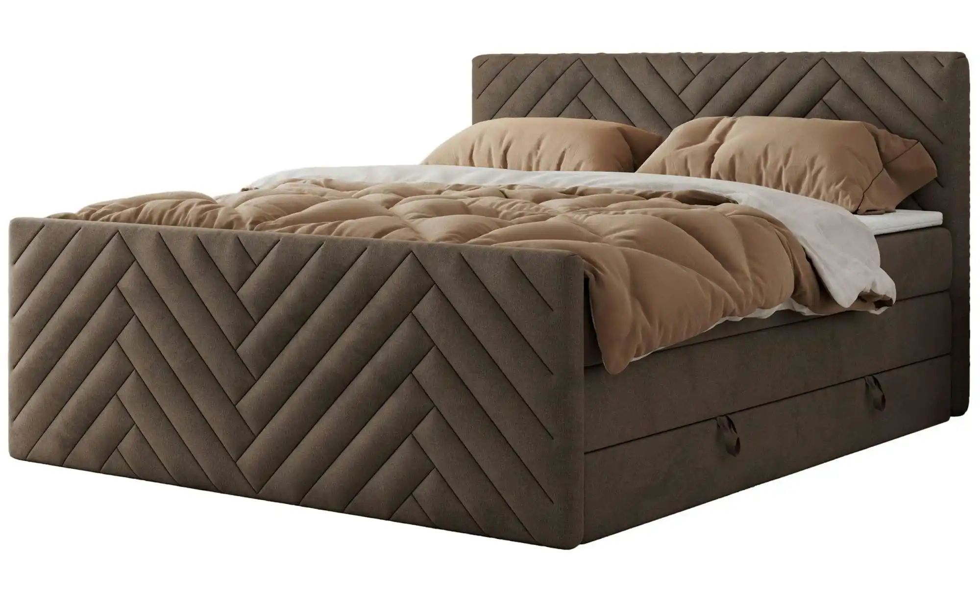 Boxspringbett mit Bettkasten Paris King Duo ¦ braun ¦ Maße (cm): B: 201 H: günstig online kaufen