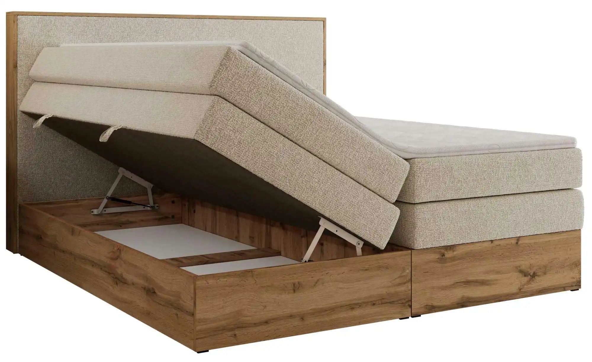 Thumbnail - Boxspringbett mit Bettkasten Wood Classic King ¦ creme ¦ Maße (cm): B: 144 H: 120 Betten > Boxspringbetten - Höffner
